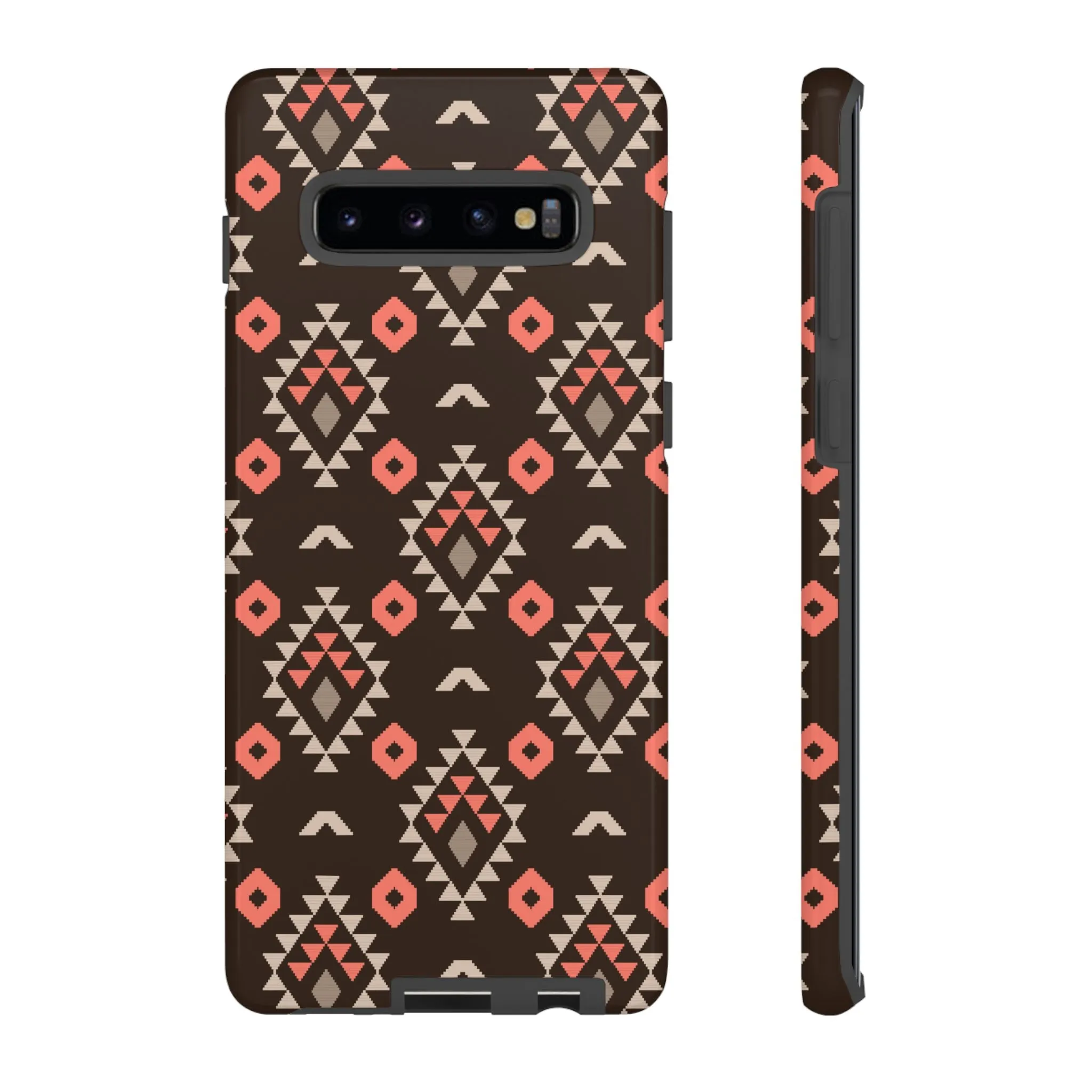 Coral/Brown Tough Cell Phone Case - Various Styles/Sizes
