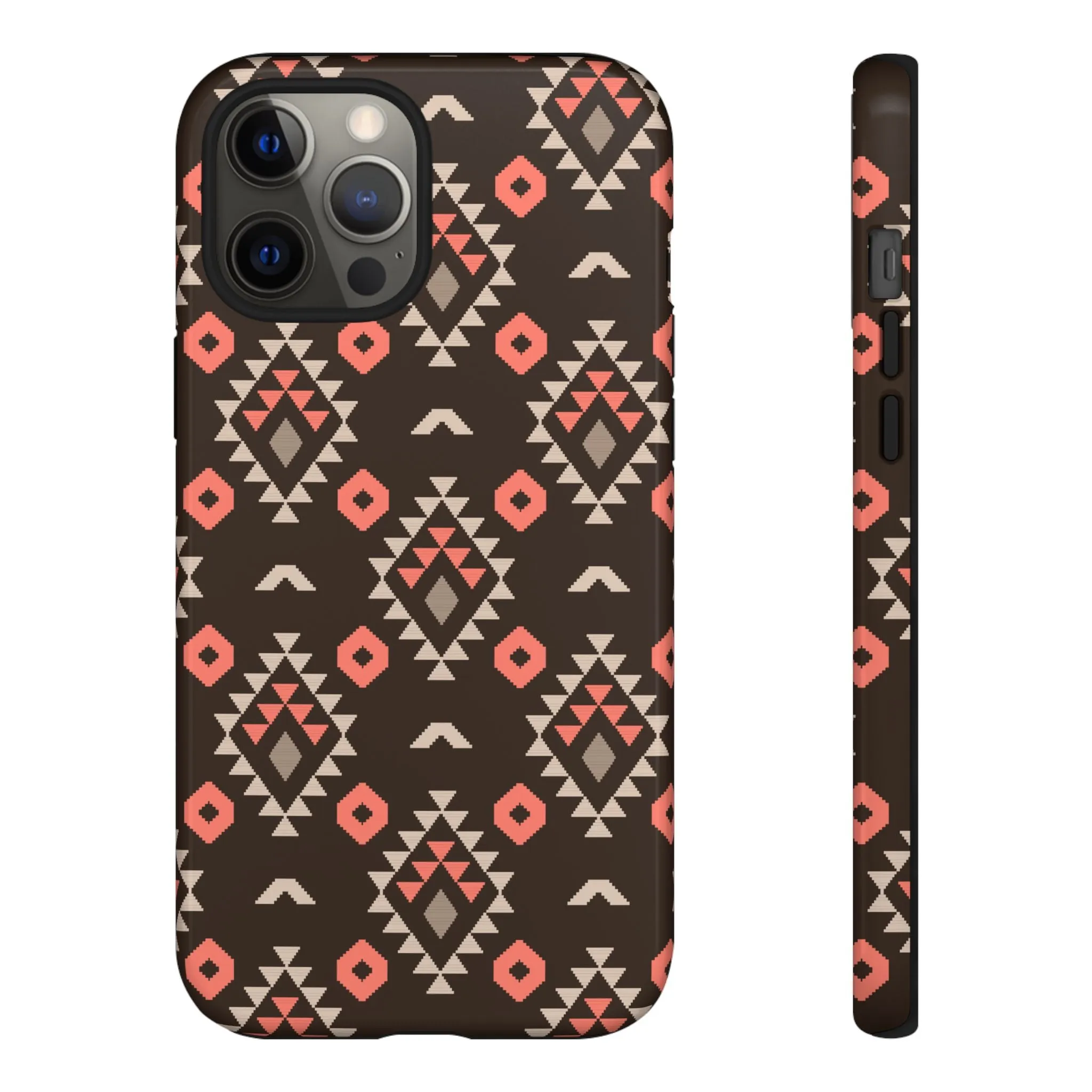 Coral/Brown Tough Cell Phone Case - Various Styles/Sizes
