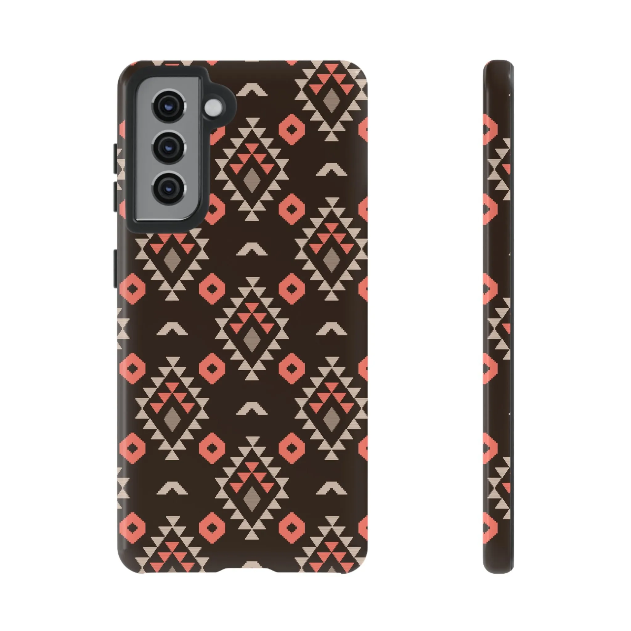 Coral/Brown Tough Cell Phone Case - Various Styles/Sizes