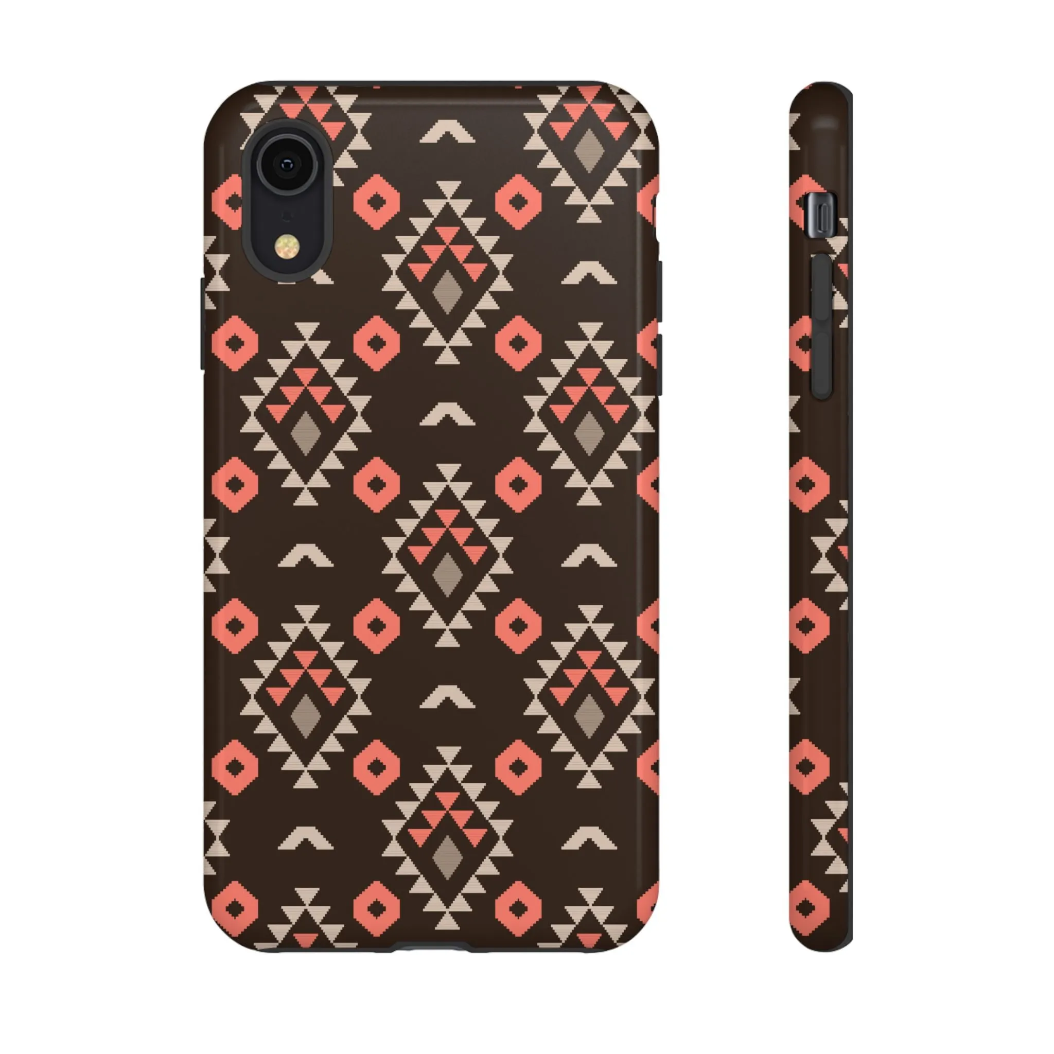 Coral/Brown Tough Cell Phone Case - Various Styles/Sizes