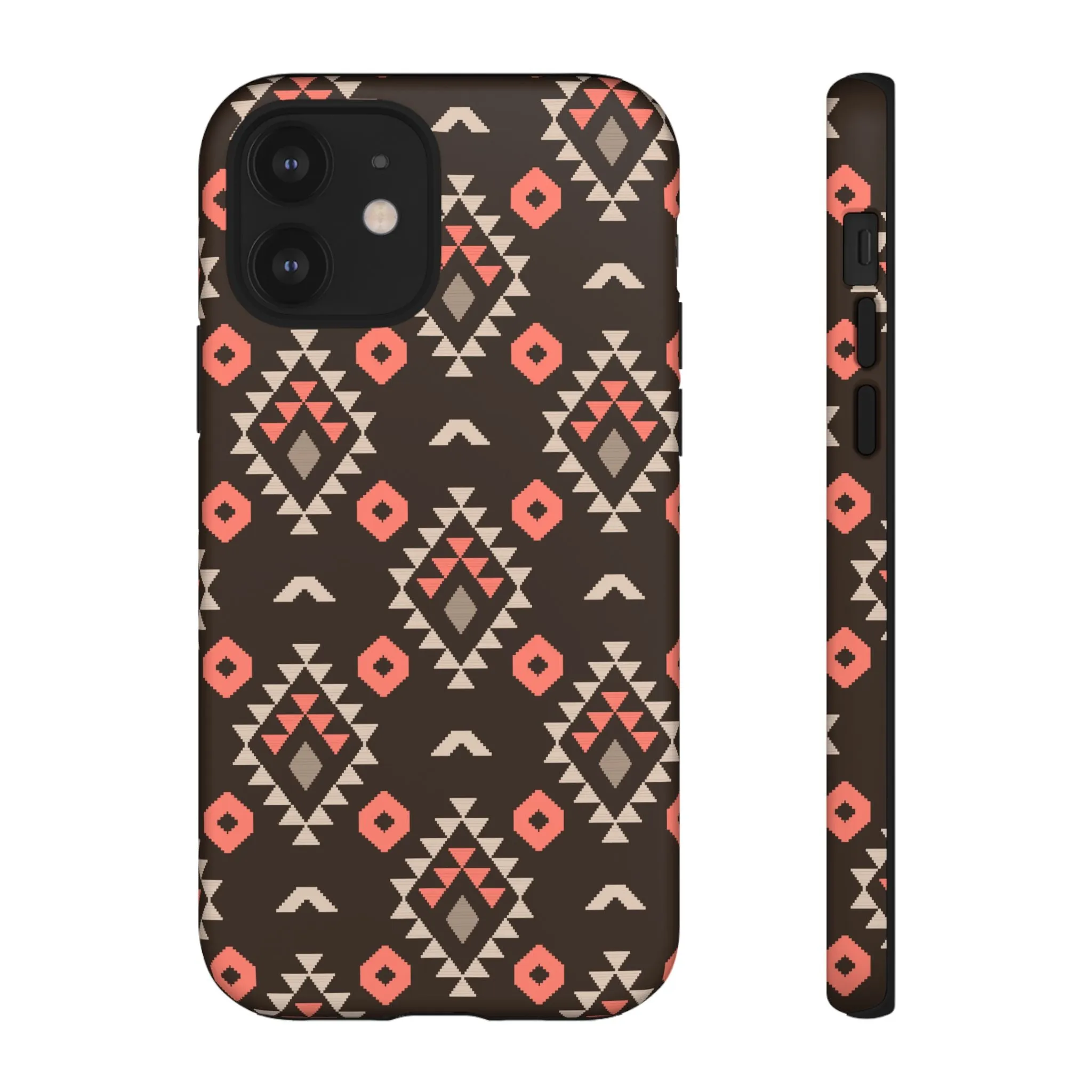 Coral/Brown Tough Cell Phone Case - Various Styles/Sizes