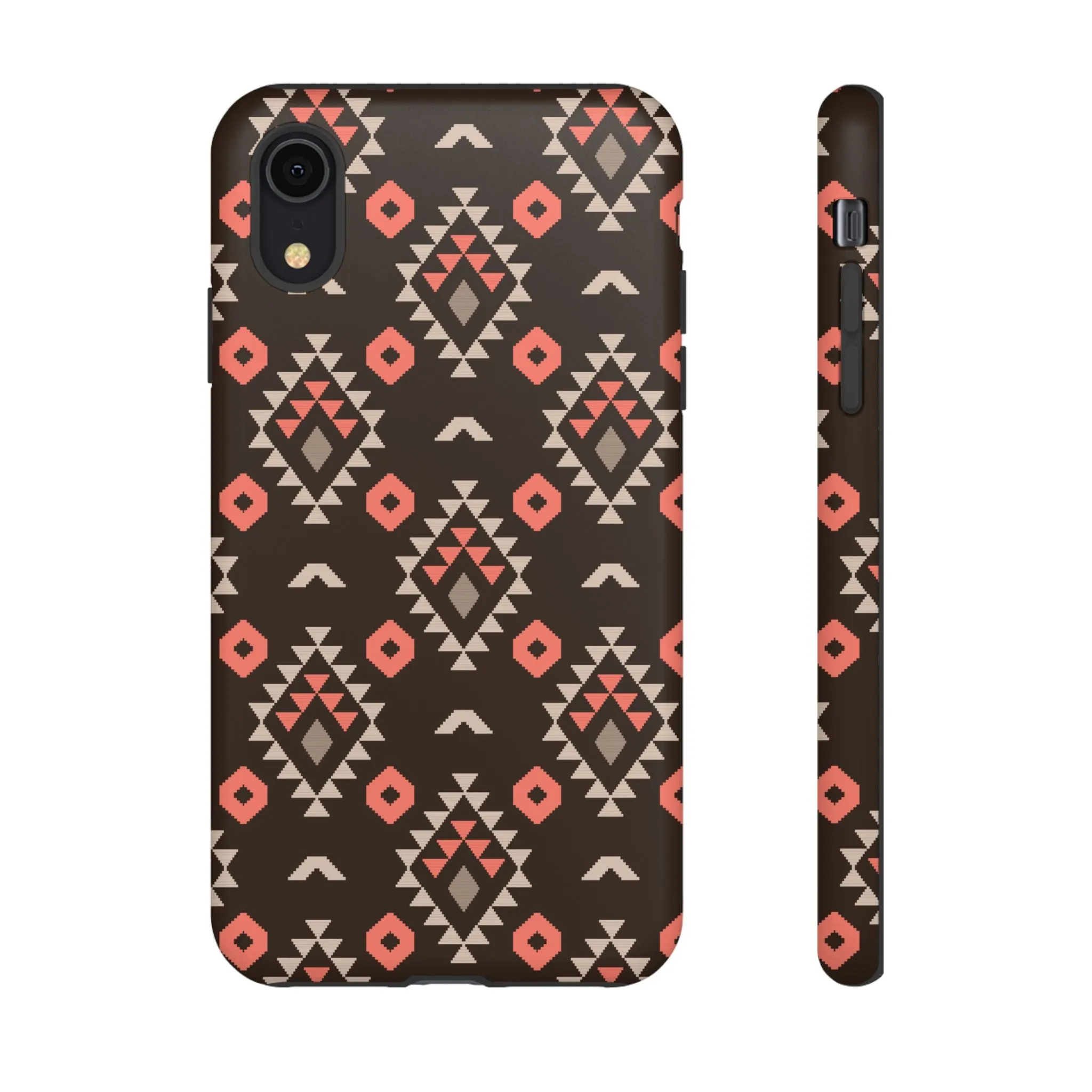 Coral/Brown Tough Cell Phone Case - Various Styles/Sizes