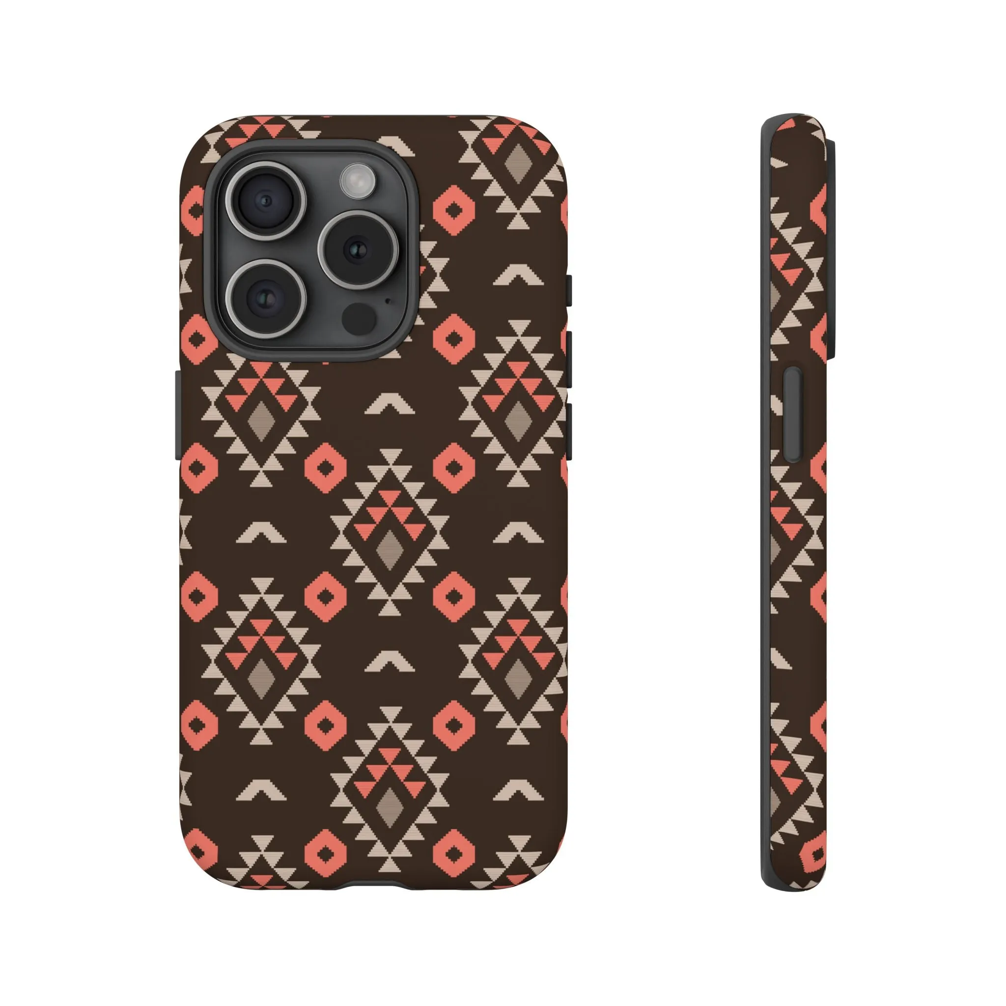 Coral/Brown Tough Cell Phone Case - Various Styles/Sizes