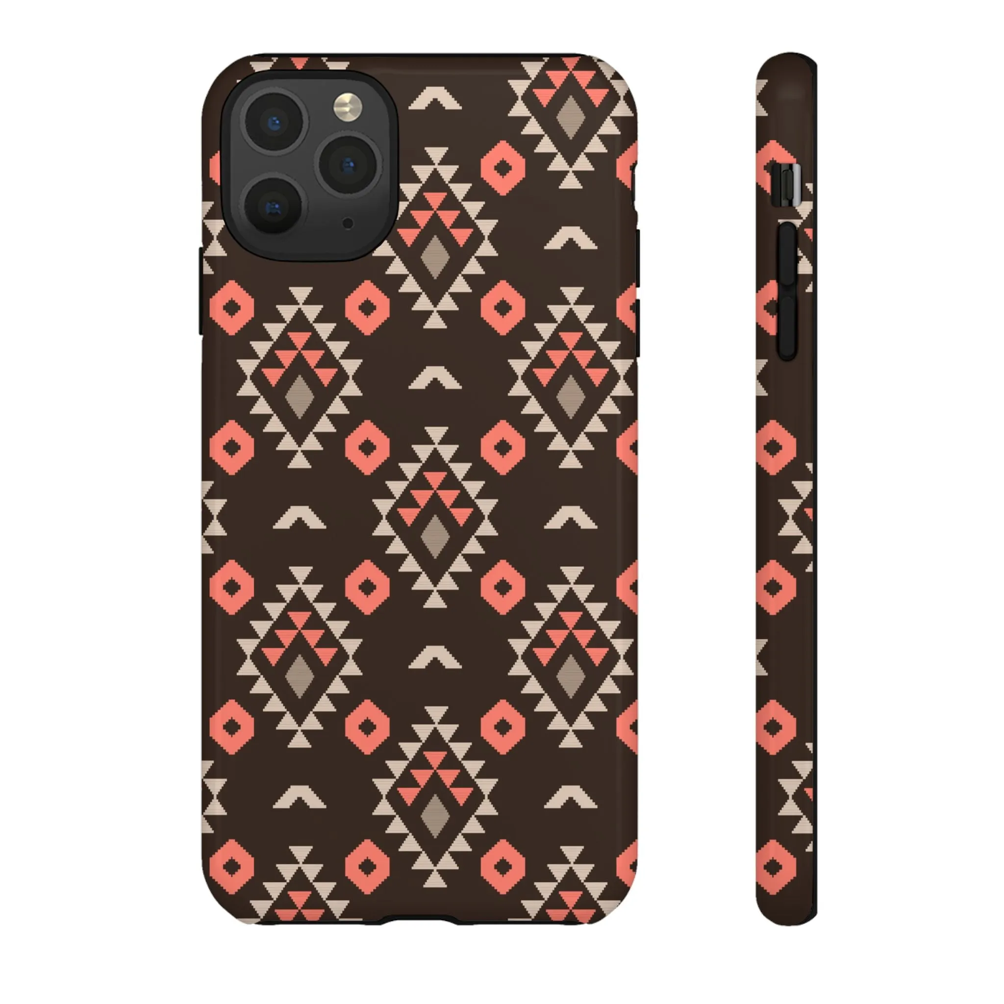 Coral/Brown Tough Cell Phone Case - Various Styles/Sizes