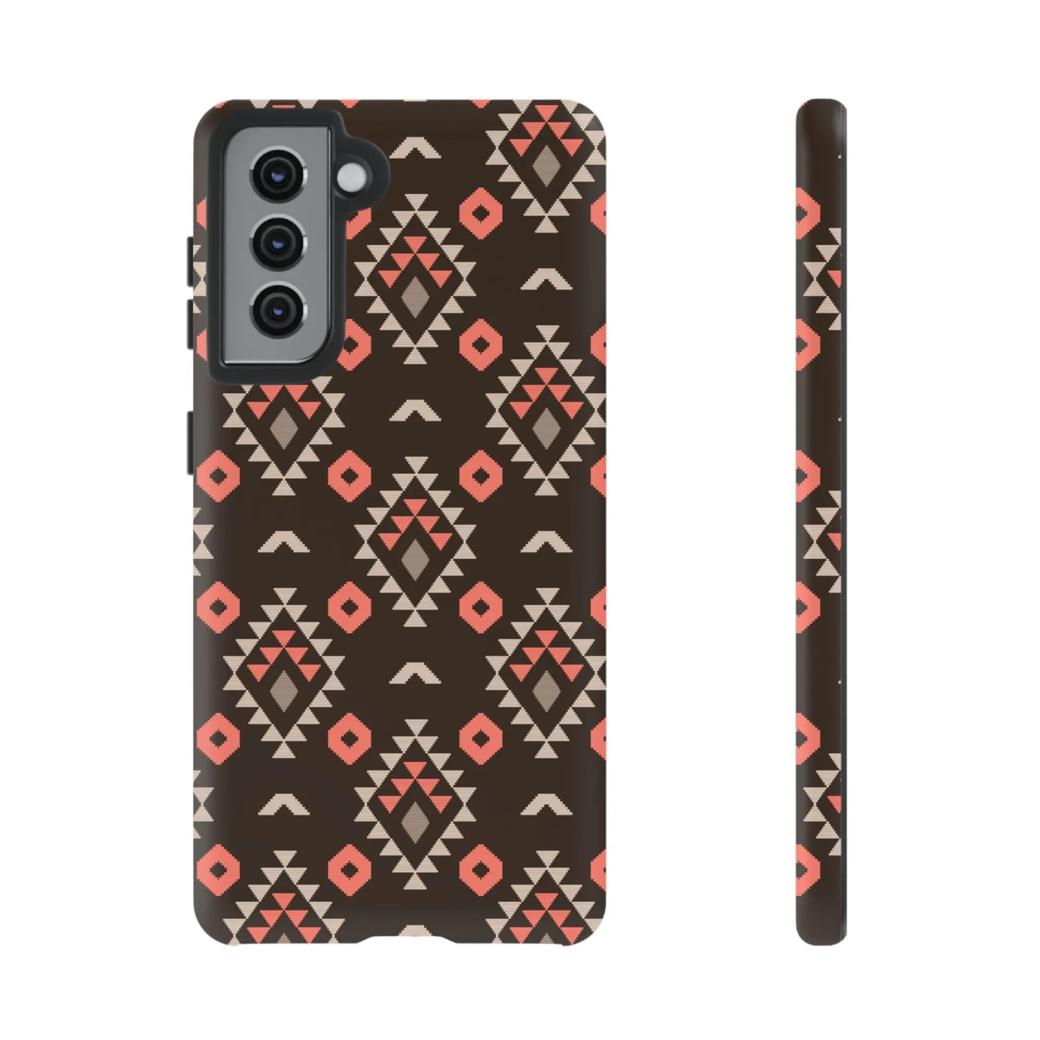 Coral/Brown Tough Cell Phone Case - Various Styles/Sizes