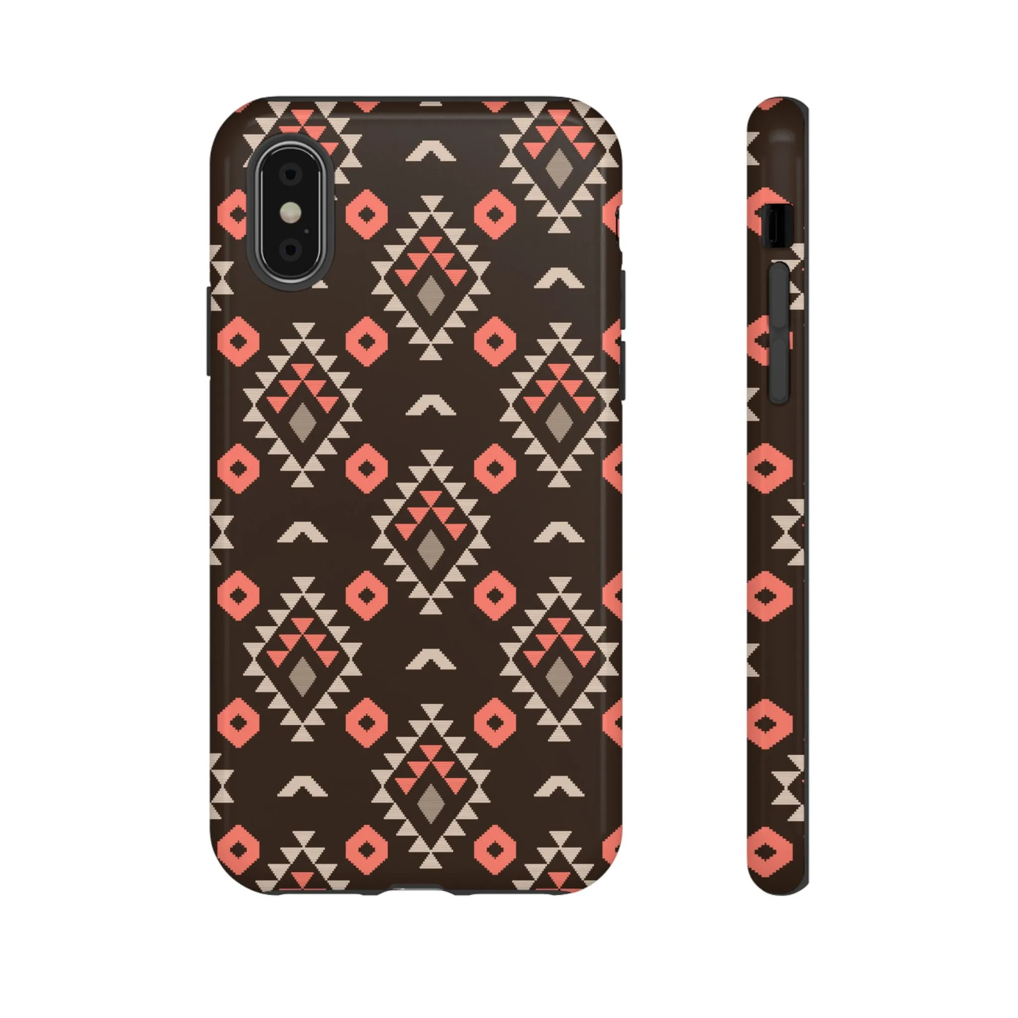 Coral/Brown Tough Cell Phone Case - Various Styles/Sizes