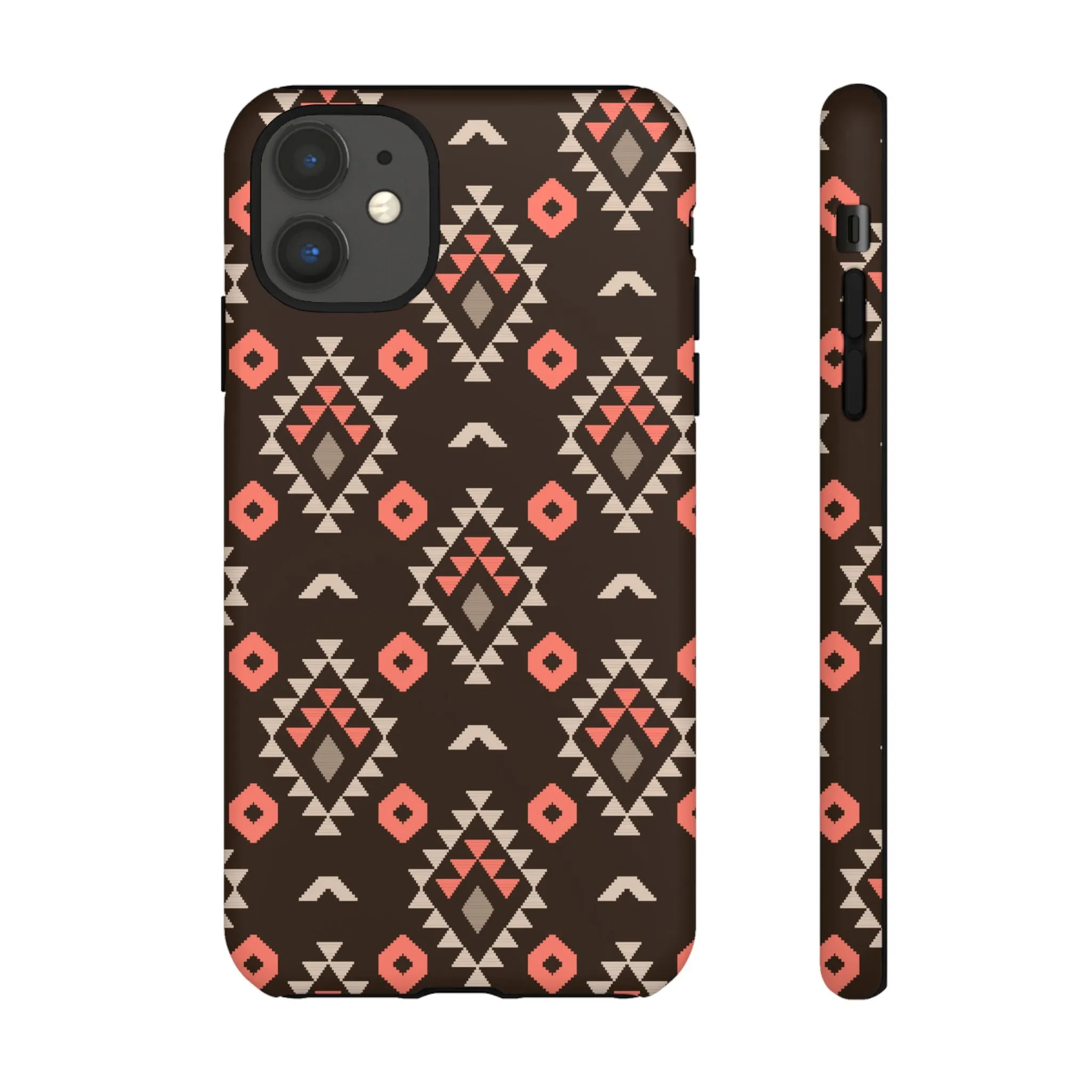 Coral/Brown Tough Cell Phone Case - Various Styles/Sizes