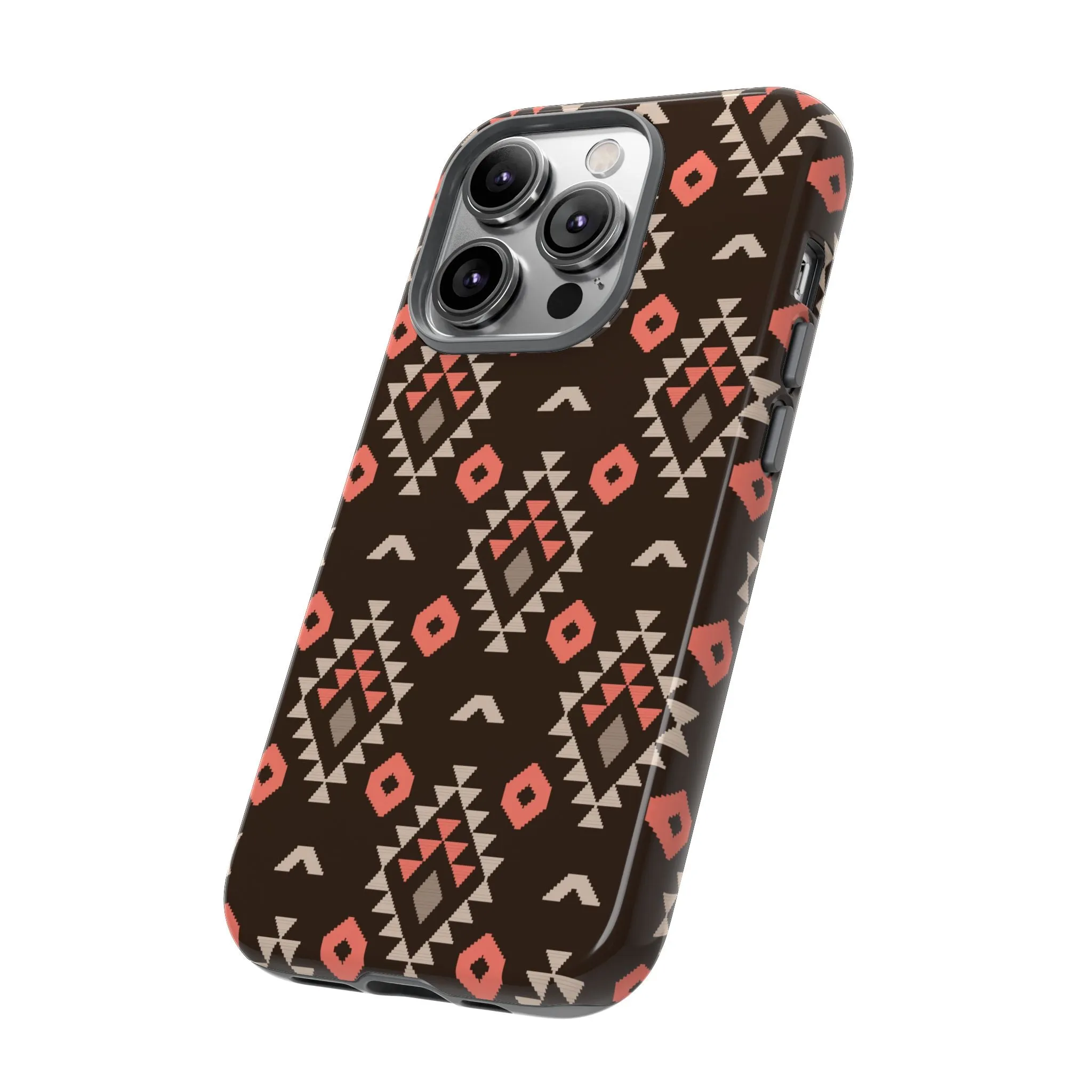 Coral/Brown Tough Cell Phone Case - Various Styles/Sizes