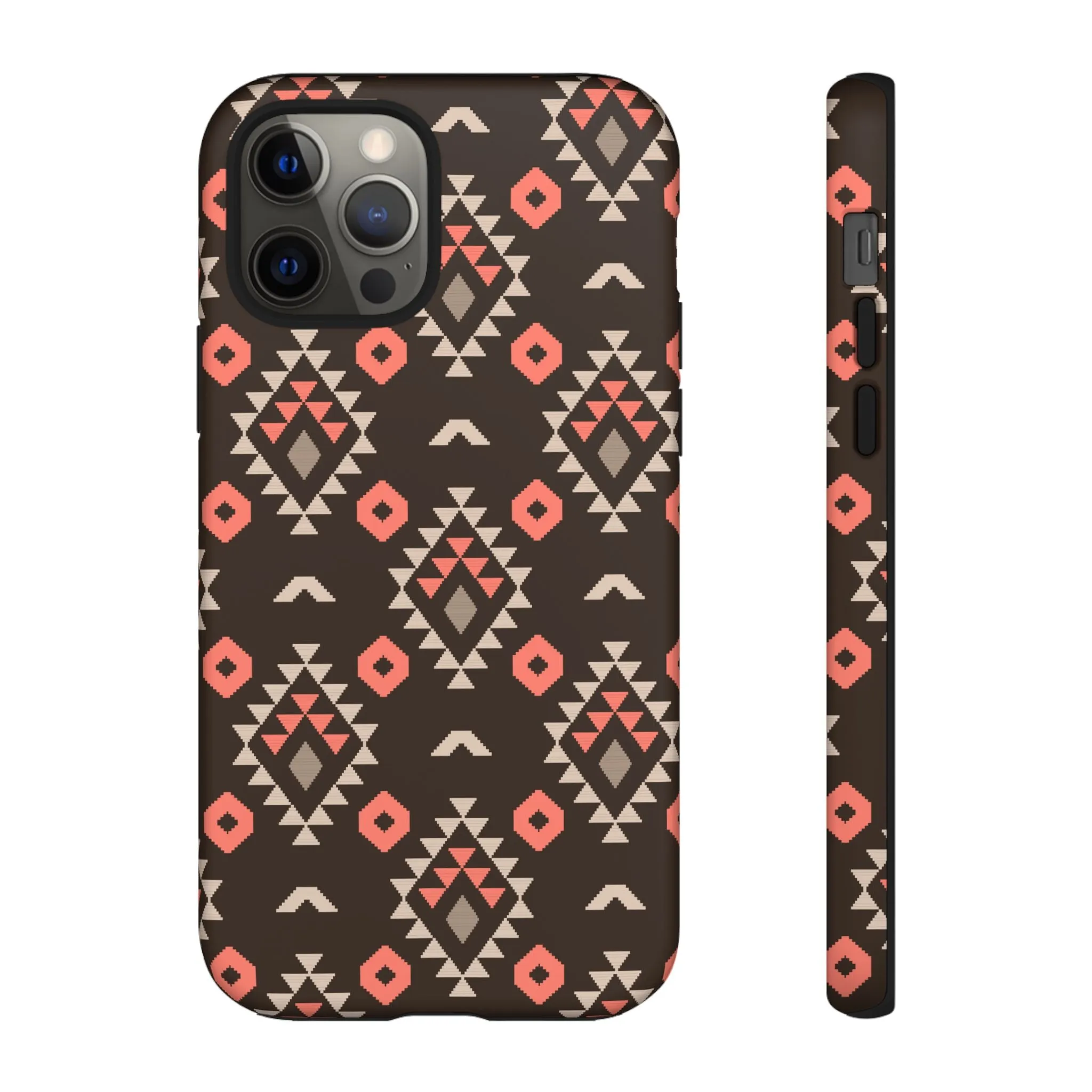 Coral/Brown Tough Cell Phone Case - Various Styles/Sizes