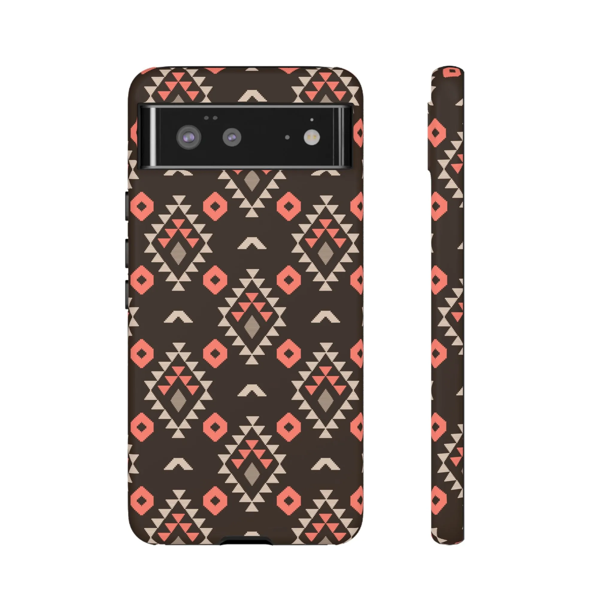 Coral/Brown Tough Cell Phone Case - Various Styles/Sizes