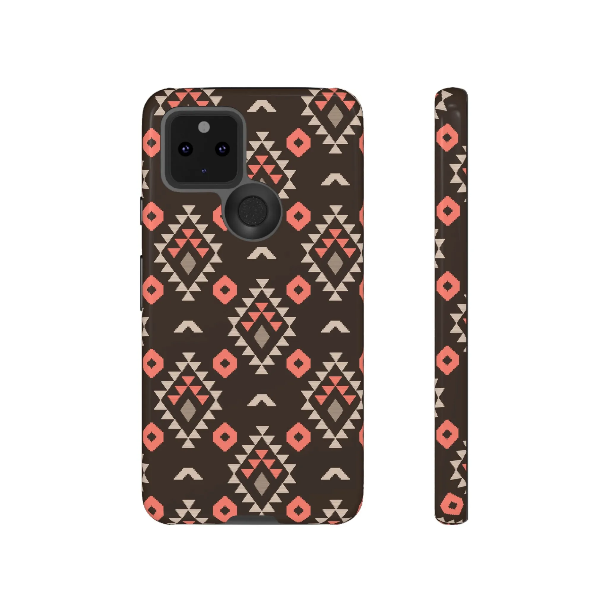 Coral/Brown Tough Cell Phone Case - Various Styles/Sizes