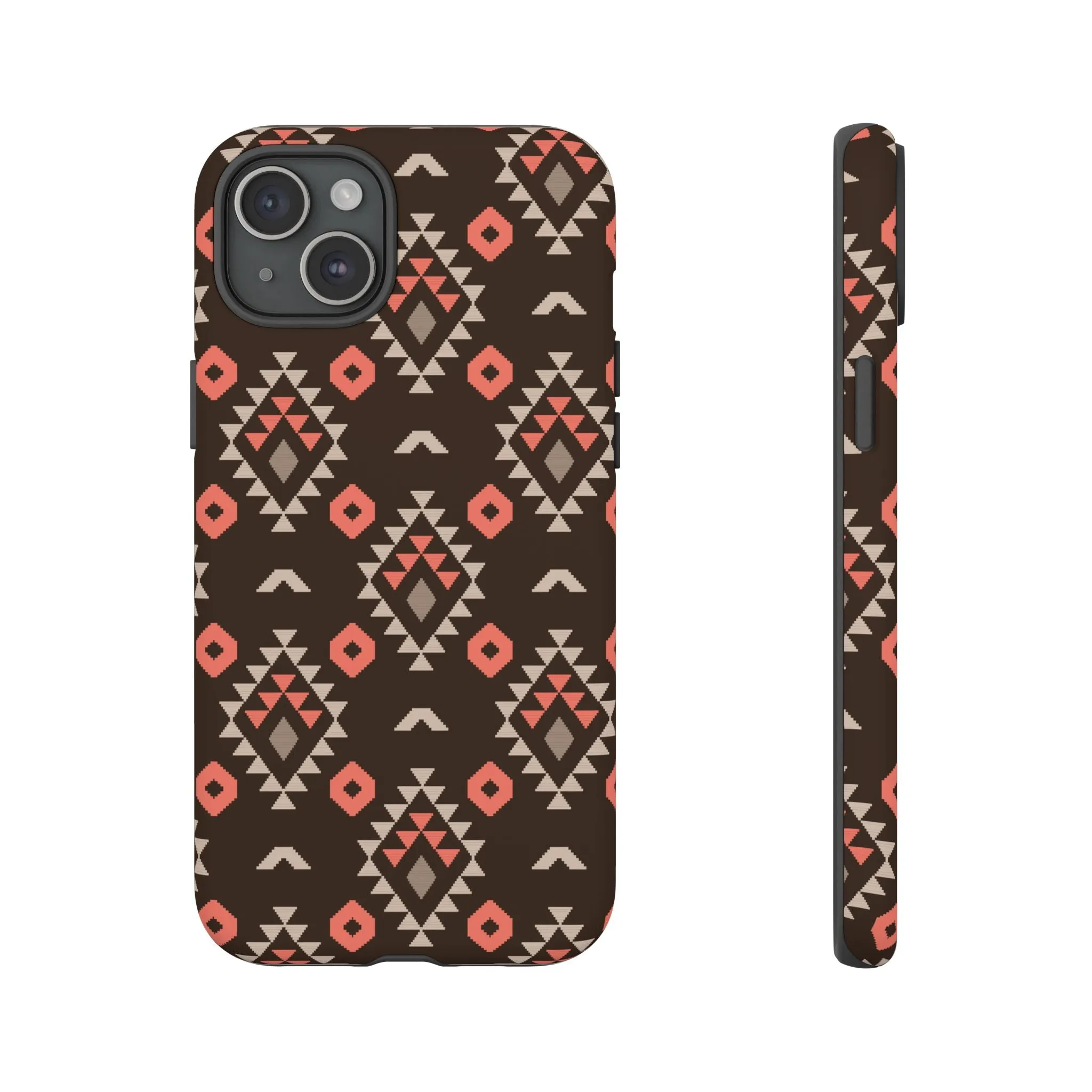 Coral/Brown Tough Cell Phone Case - Various Styles/Sizes
