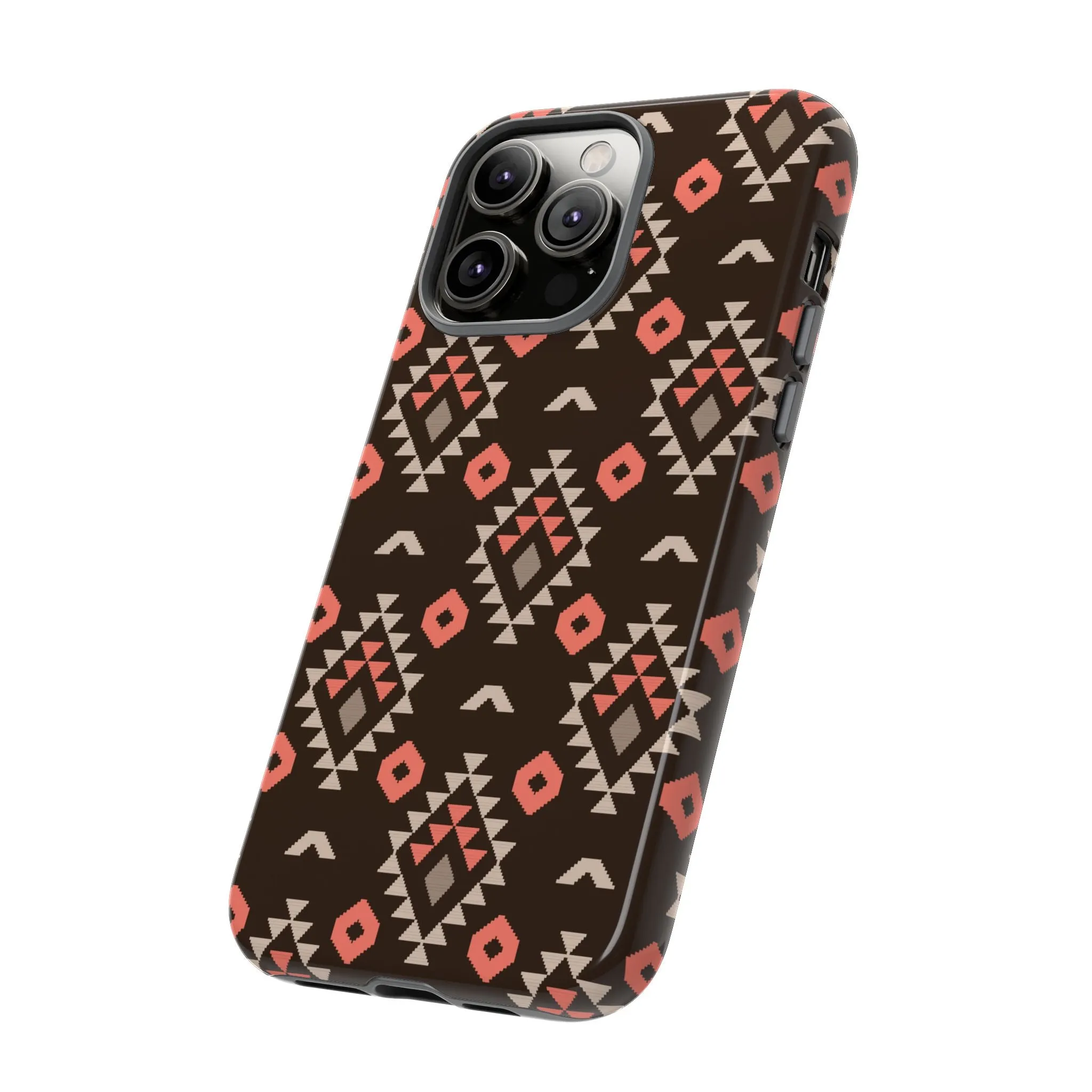 Coral/Brown Tough Cell Phone Case - Various Styles/Sizes