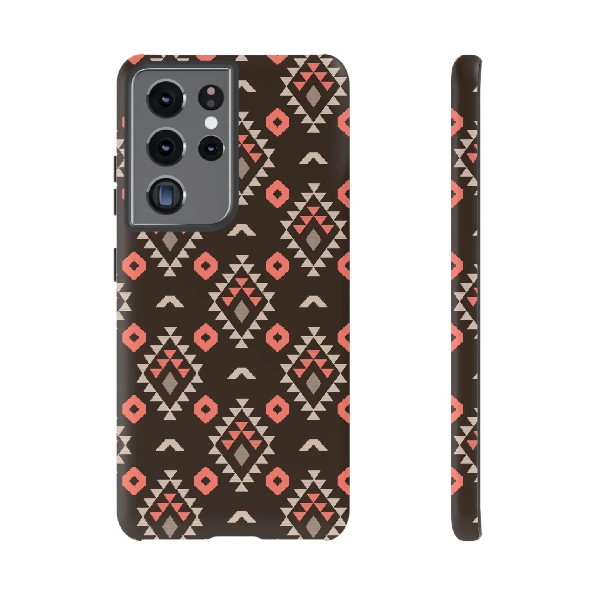 Coral/Brown Tough Cell Phone Case - Various Styles/Sizes