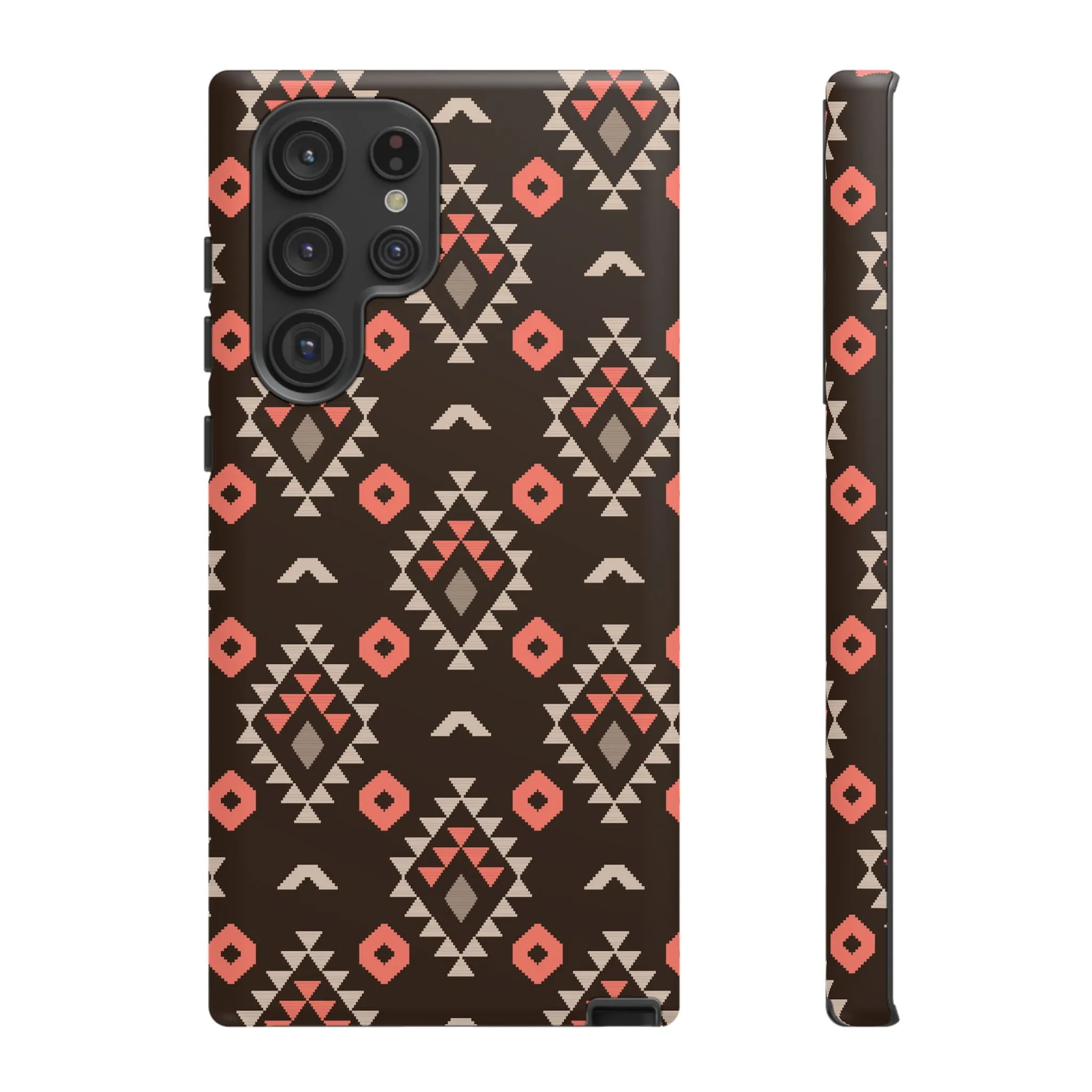 Coral/Brown Tough Cell Phone Case - Various Styles/Sizes