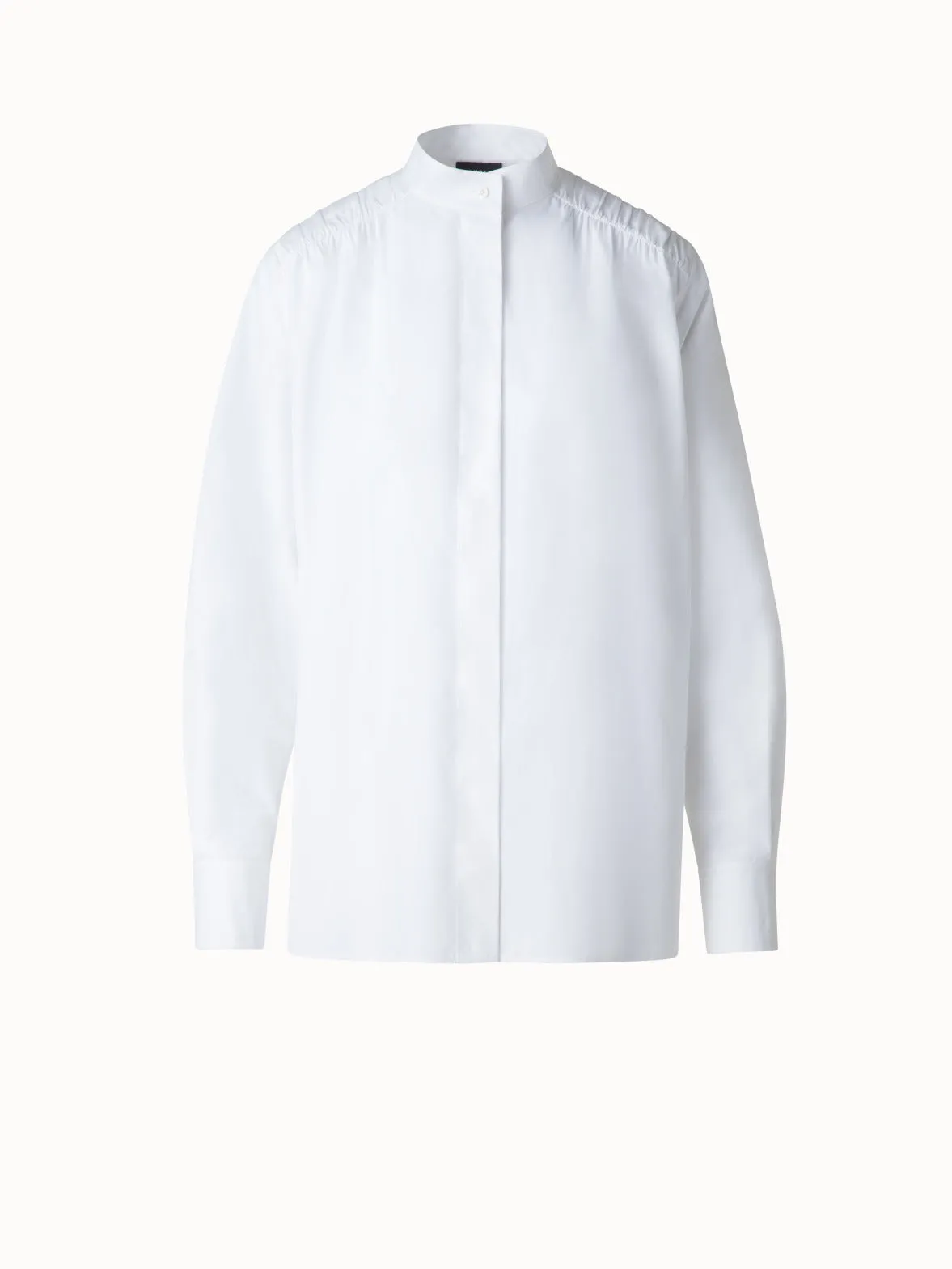 Cotton Blouse with Gathered Shoulder Detail