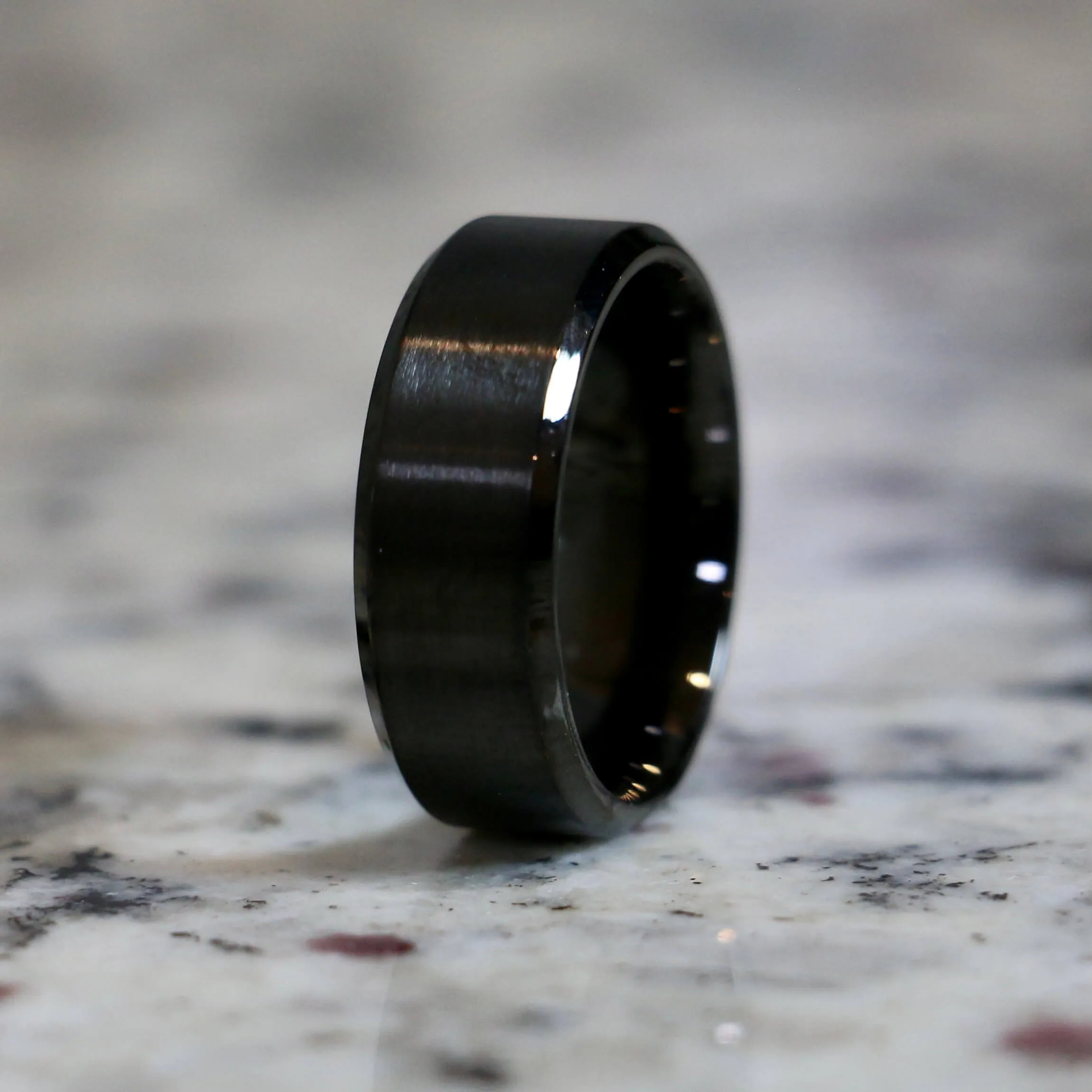 Couples Traditional Black Wedding Band Sets for Him & Her