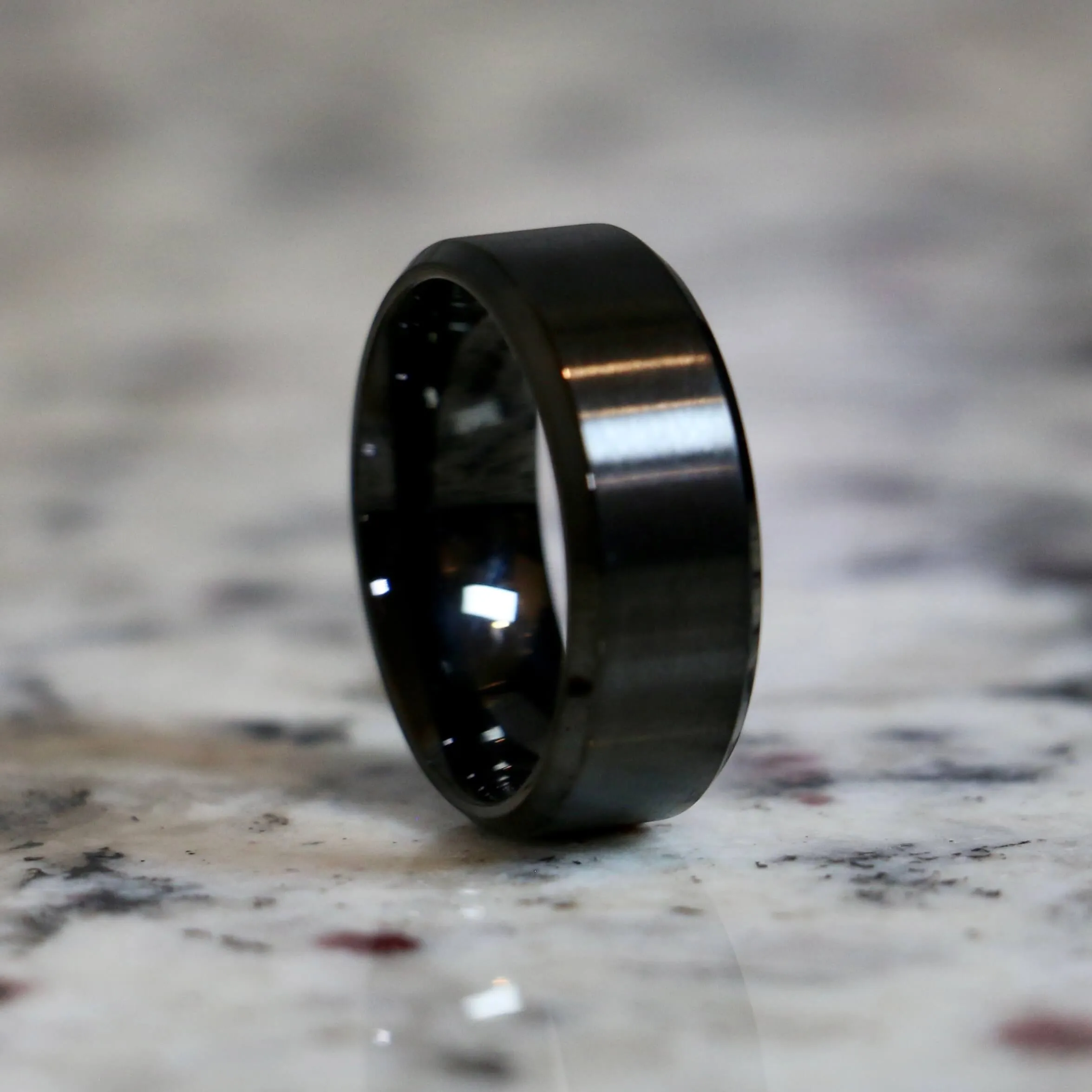Couples Traditional Black Wedding Band Sets for Him & Her