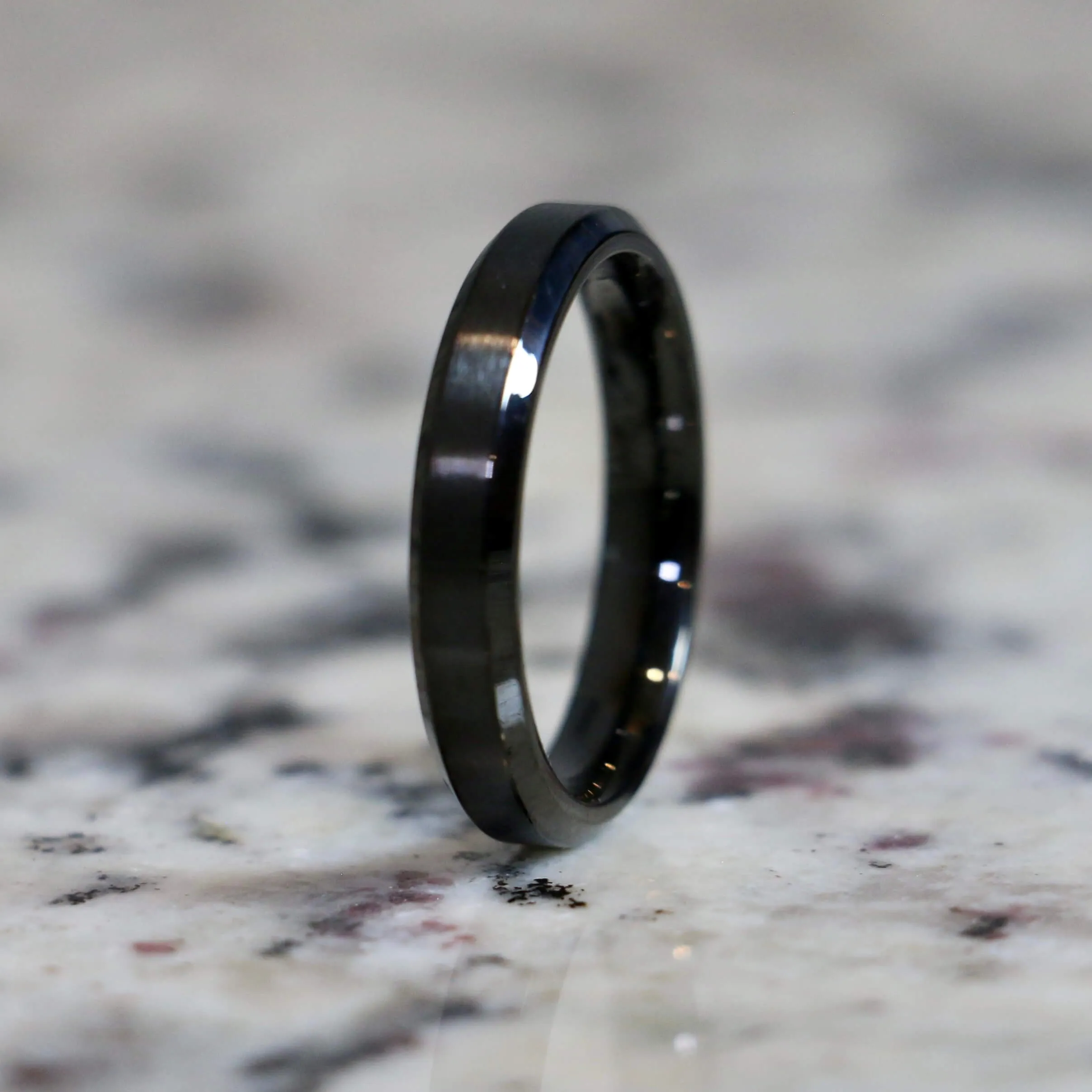 Couples Traditional Black Wedding Band Sets for Him & Her
