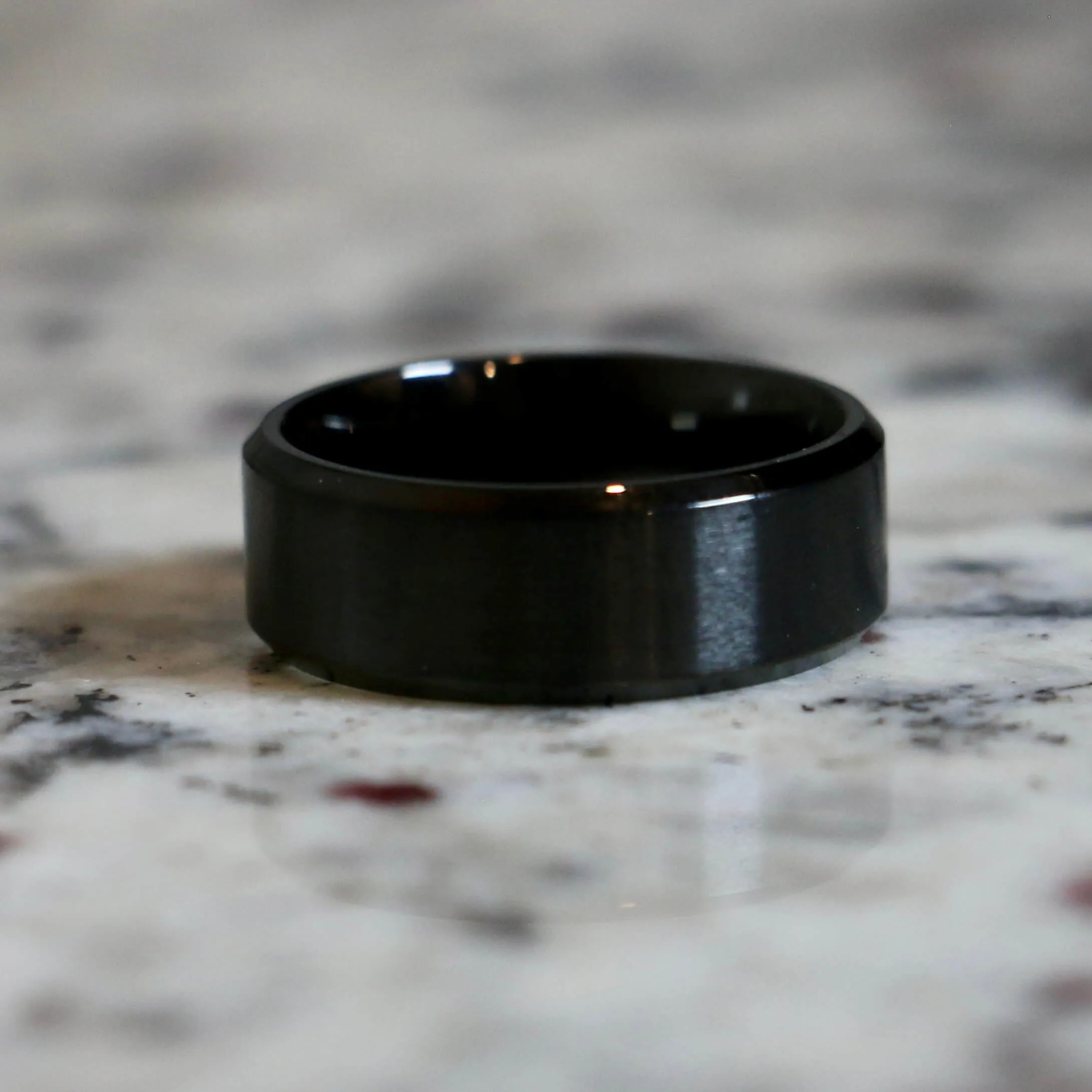 Couples Traditional Black Wedding Band Sets for Him & Her