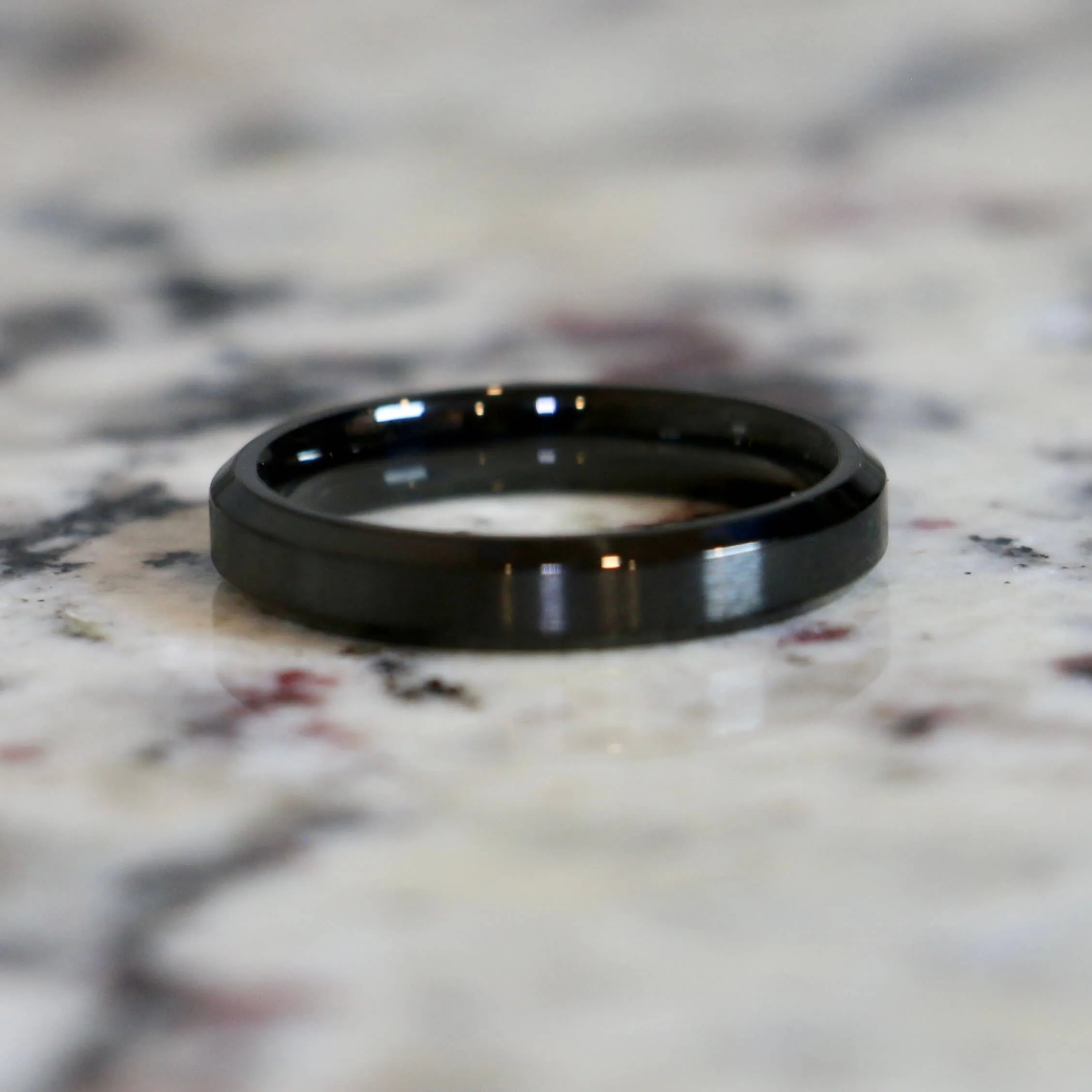 Couples Traditional Black Wedding Band Sets for Him & Her