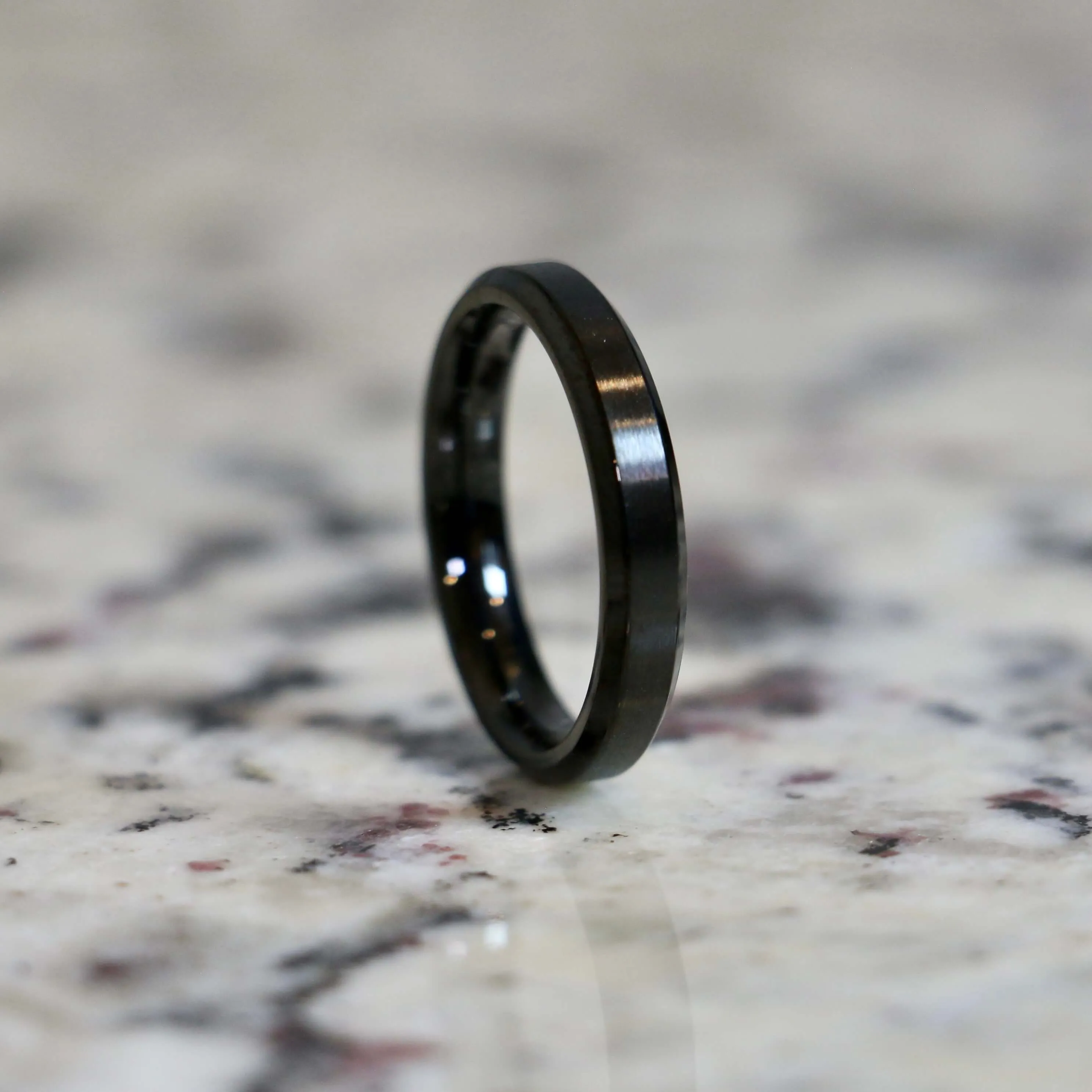 Couples Traditional Black Wedding Band Sets for Him & Her