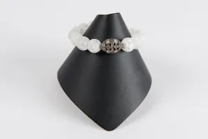 Cracked quartz with rose cut diamond bead