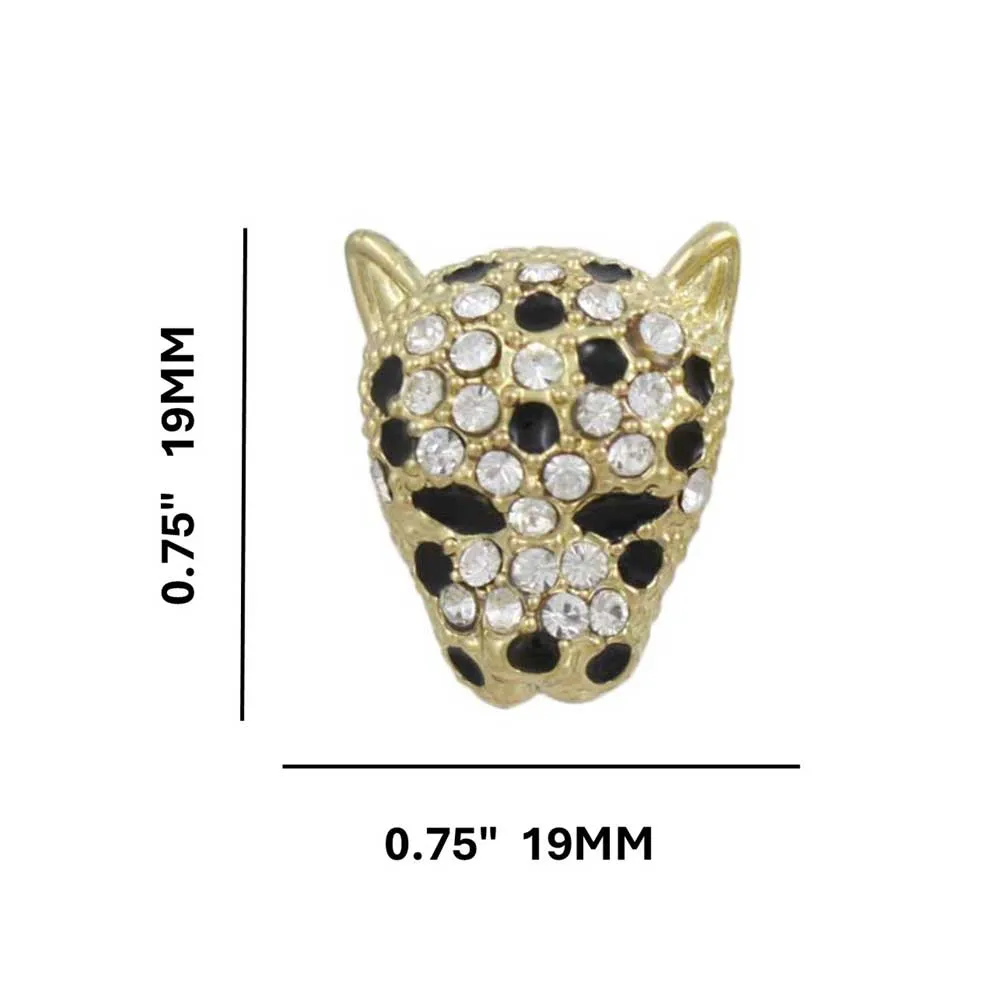Crystal Gold Leopard Head Pierced Earring - REC557