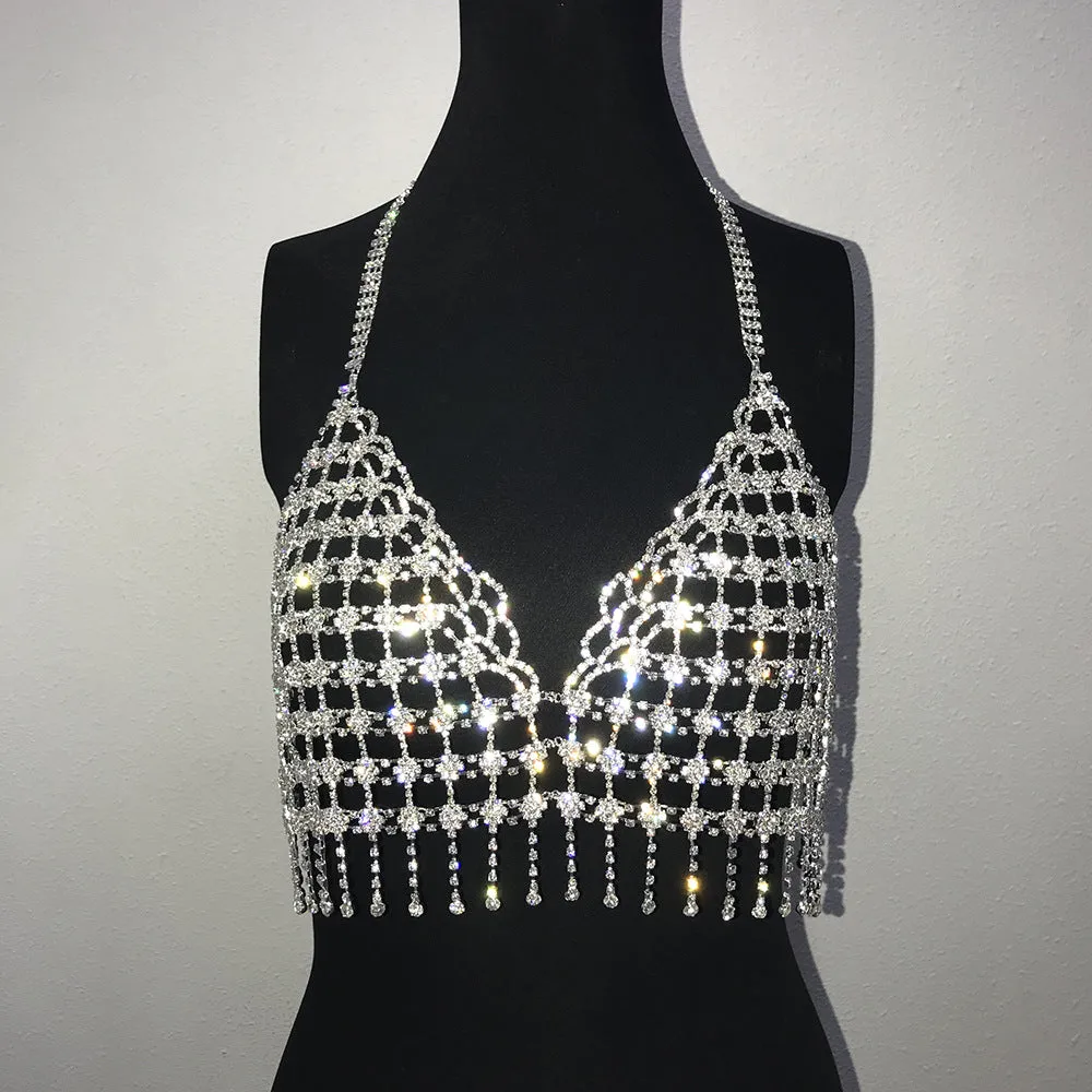 Crystal Grid Shiny Cami Top