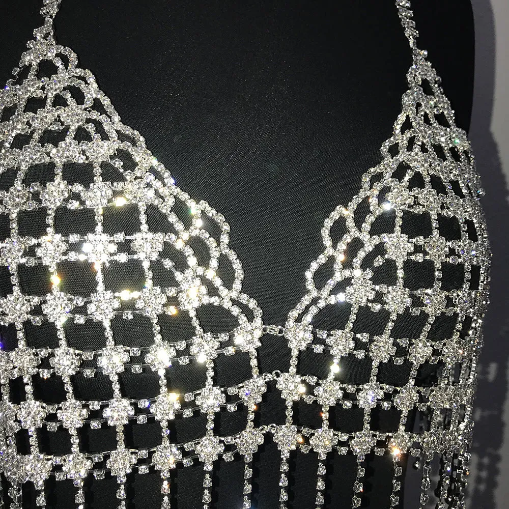 Crystal Grid Shiny Cami Top