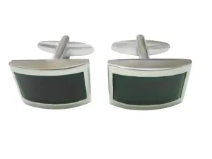 Curved Sleek Black and Silver Cufflinks
