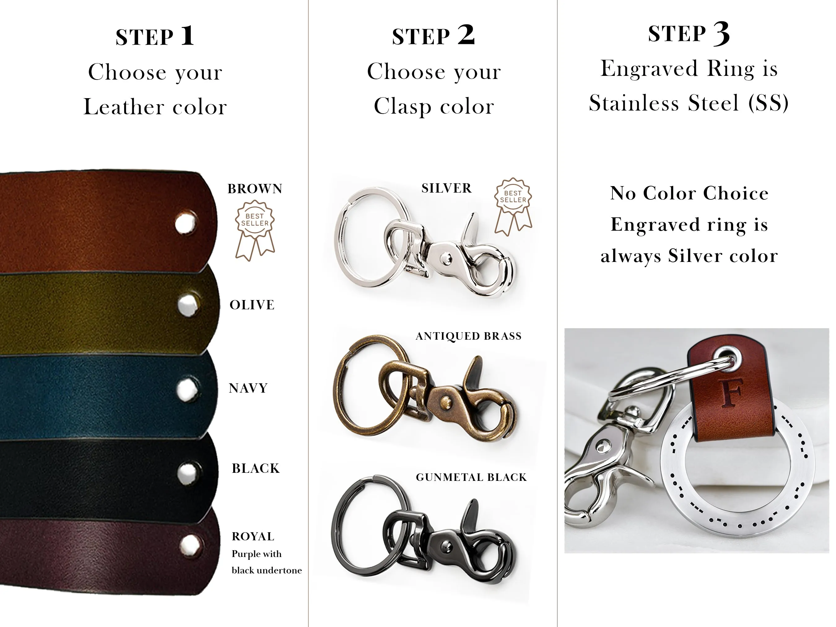 Custom Morse Code Leather Keychain Ring