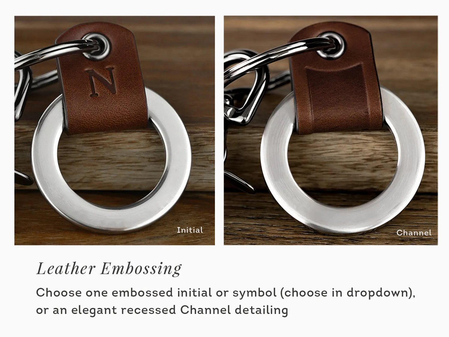 Custom Morse Code Leather Keychain Ring