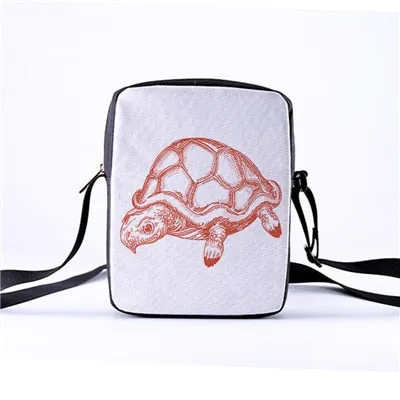 Custom pattern men's and women's diagonal shoulder bag printing cartoon turtle children's Messenger bag casual cool pattern