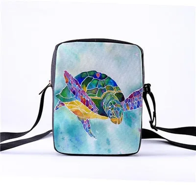 Custom pattern men's and women's diagonal shoulder bag printing cartoon turtle children's Messenger bag casual cool pattern