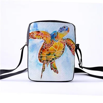 Custom pattern men's and women's diagonal shoulder bag printing cartoon turtle children's Messenger bag casual cool pattern