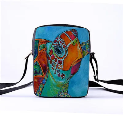 Custom pattern men's and women's diagonal shoulder bag printing cartoon turtle children's Messenger bag casual cool pattern
