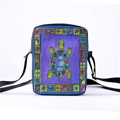 Custom pattern men's and women's diagonal shoulder bag printing cartoon turtle children's Messenger bag casual cool pattern