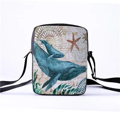 Custom pattern men's and women's diagonal shoulder bag printing cartoon turtle children's Messenger bag casual cool pattern