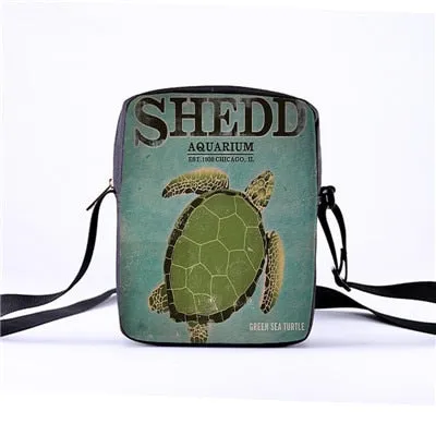 Custom pattern men's and women's diagonal shoulder bag printing cartoon turtle children's Messenger bag casual cool pattern