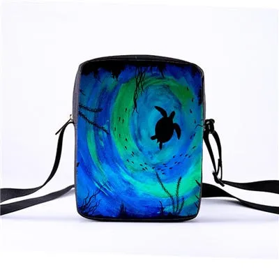 Custom pattern men's and women's diagonal shoulder bag printing cartoon turtle children's Messenger bag casual cool pattern