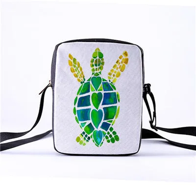 Custom pattern men's and women's diagonal shoulder bag printing cartoon turtle children's Messenger bag casual cool pattern