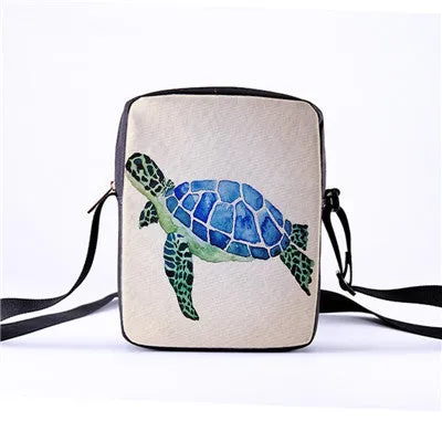 Custom pattern men's and women's diagonal shoulder bag printing cartoon turtle children's Messenger bag casual cool pattern