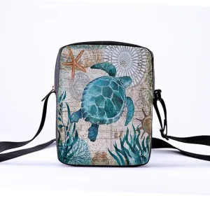 Custom pattern men's and women's diagonal shoulder bag printing cartoon turtle children's Messenger bag casual cool pattern