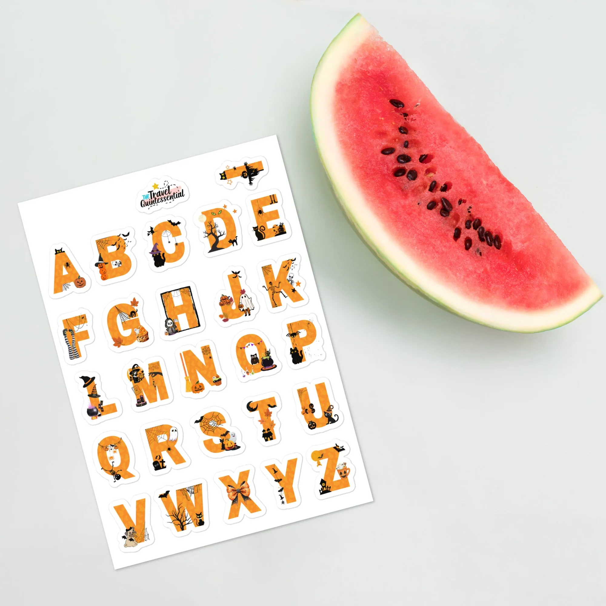 Cute Alphabets Halloween Glossy Stickers AHW0001