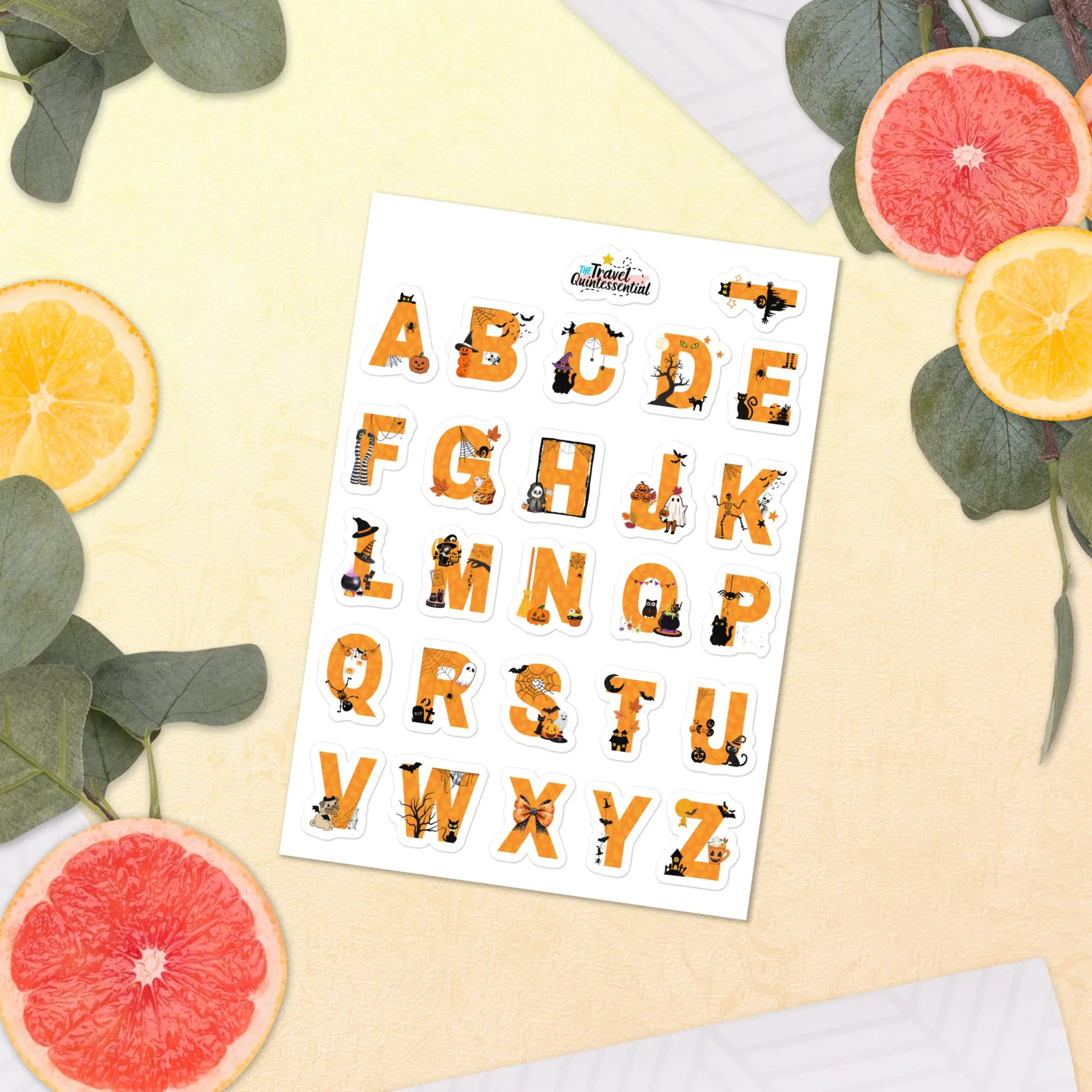 Cute Alphabets Halloween Glossy Stickers AHW0001