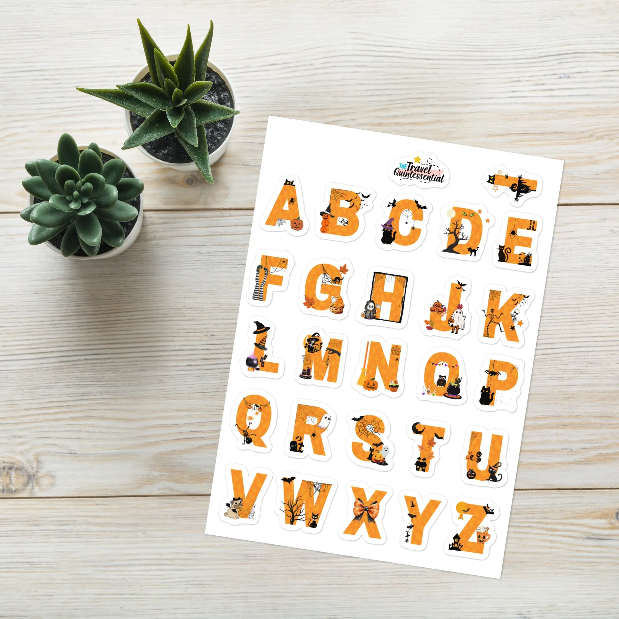Cute Alphabets Halloween Glossy Stickers AHW0001