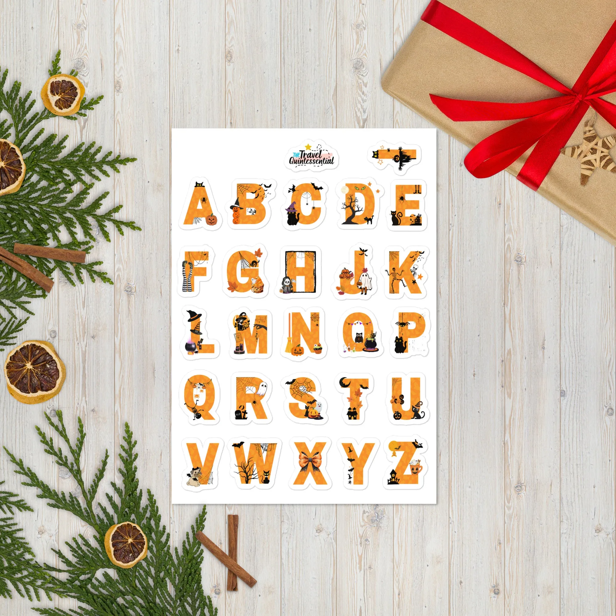 Cute Alphabets Halloween Glossy Stickers AHW0001