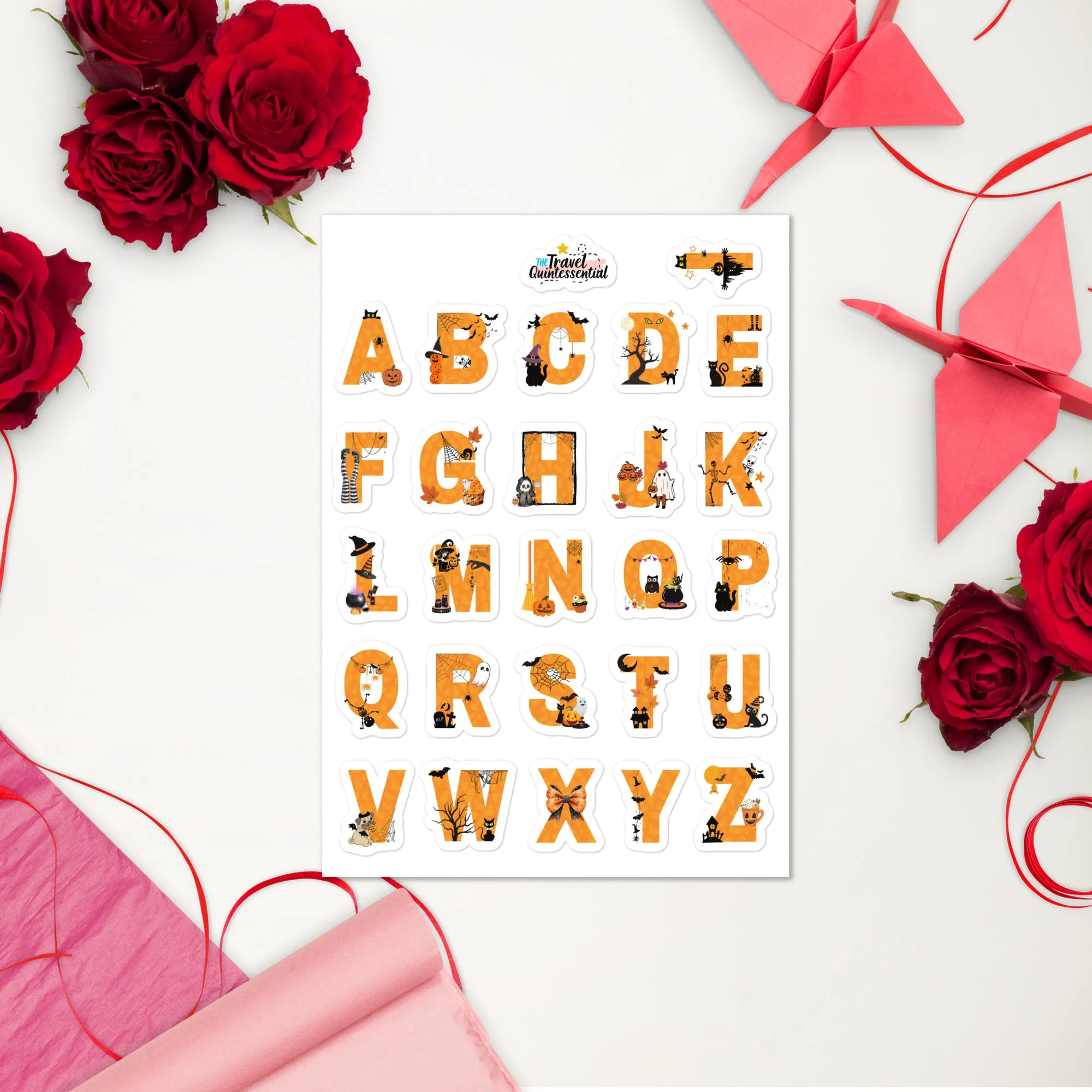 Cute Alphabets Halloween Glossy Stickers AHW0001