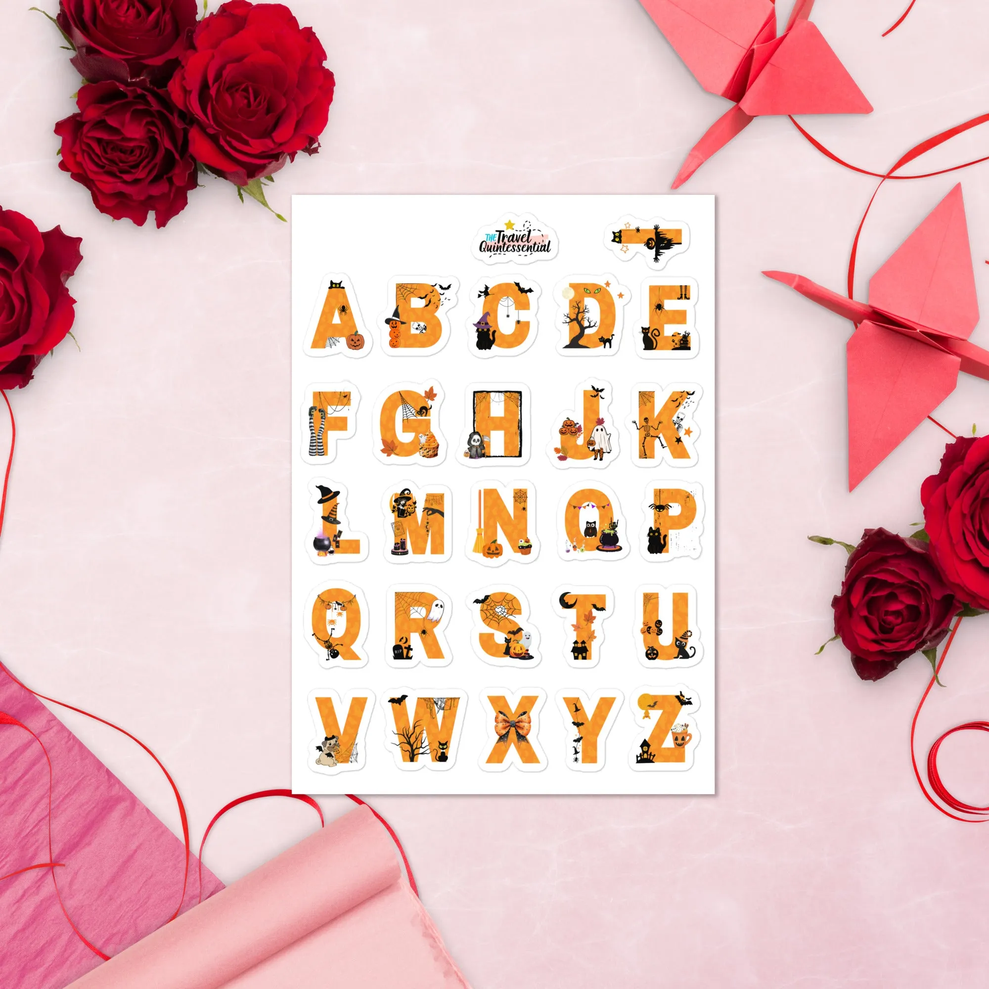 Cute Alphabets Halloween Glossy Stickers AHW0001